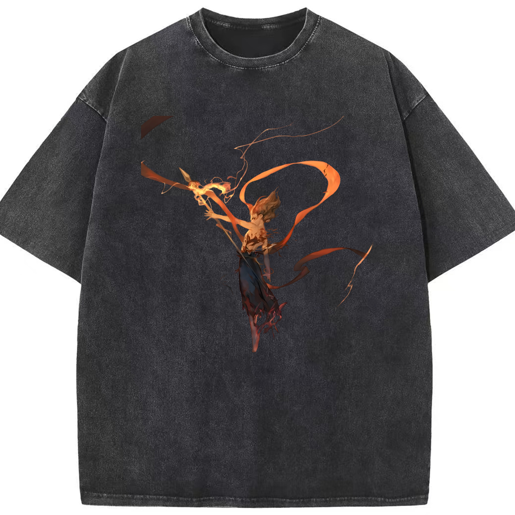 （画像用） Ne Zha 2 ナタ 魔童の大暴れ 綿100% ヴィンテージ風 半袖Tシャツ（フロントプリント）