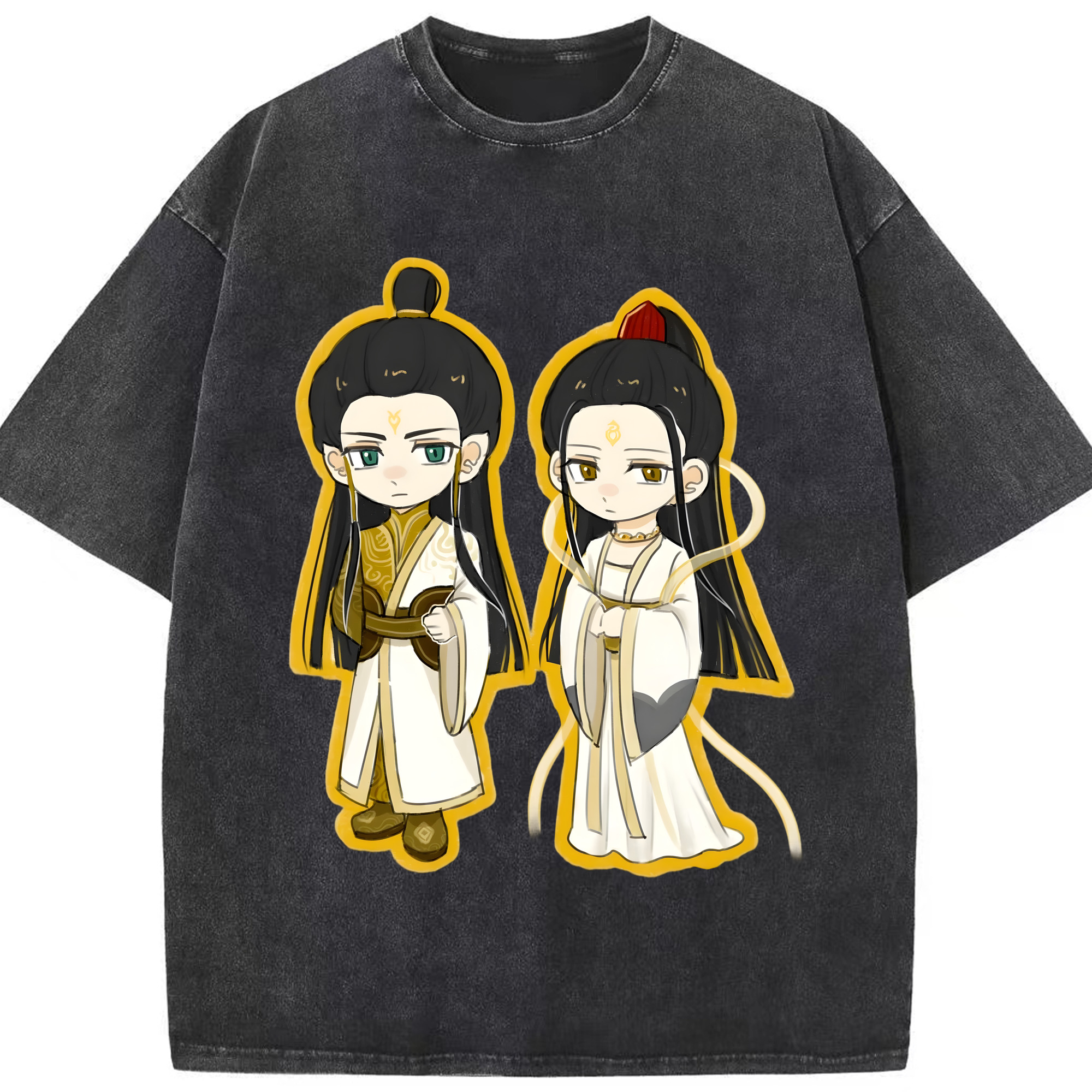 （画像用） Ne Zha 2 ナタ 魔童の大暴れ 綿100% ヴィンテージ風 半袖Tシャツ（フロントプリント）