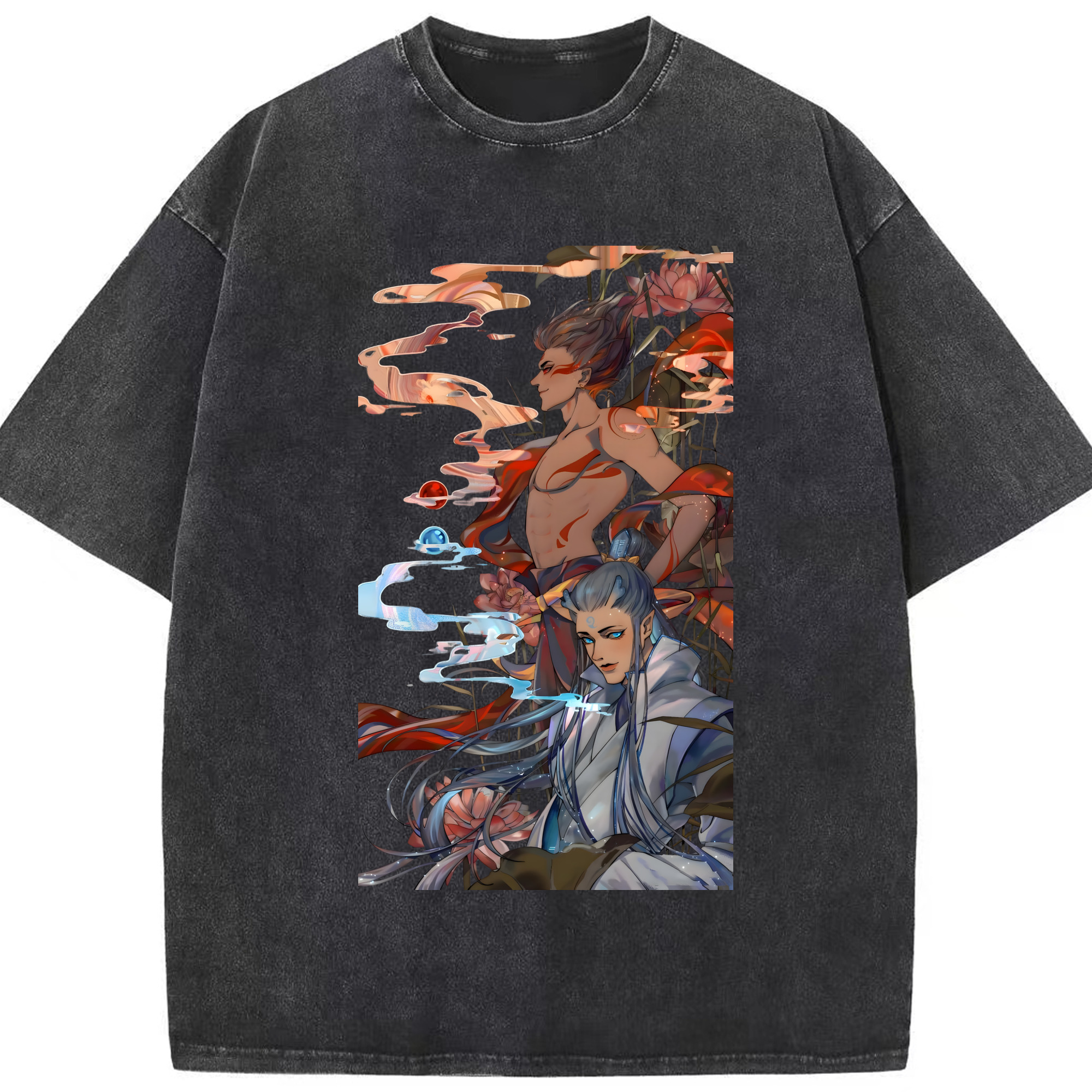 （画像用） Ne Zha 2 ナタ 魔童の大暴れ 綿100% ヴィンテージ風 半袖Tシャツ（フロントプリント）