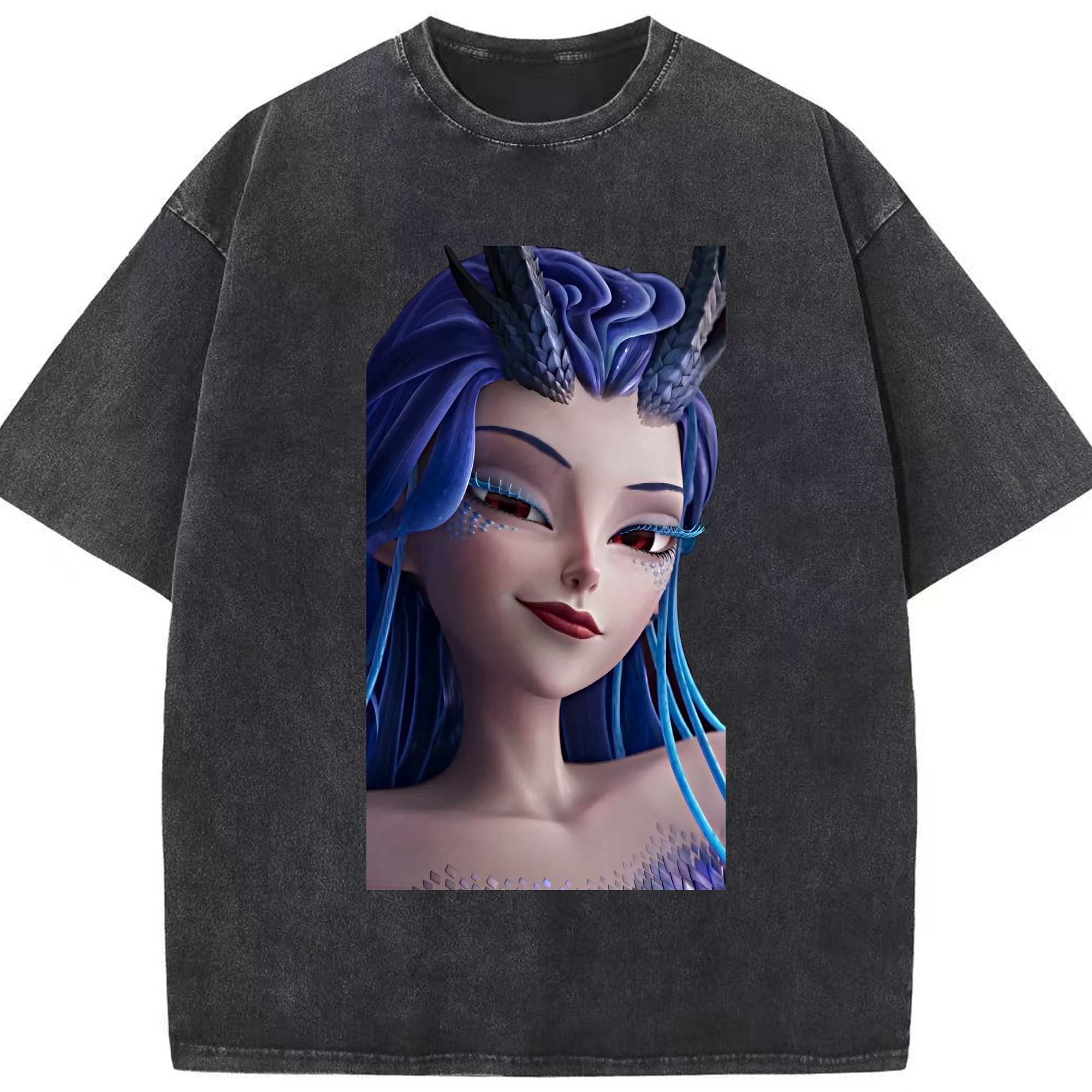 （画像用） Ne Zha 2 ナタ 魔童の大暴れ 綿100% ヴィンテージ風 半袖Tシャツ（フロントプリント）