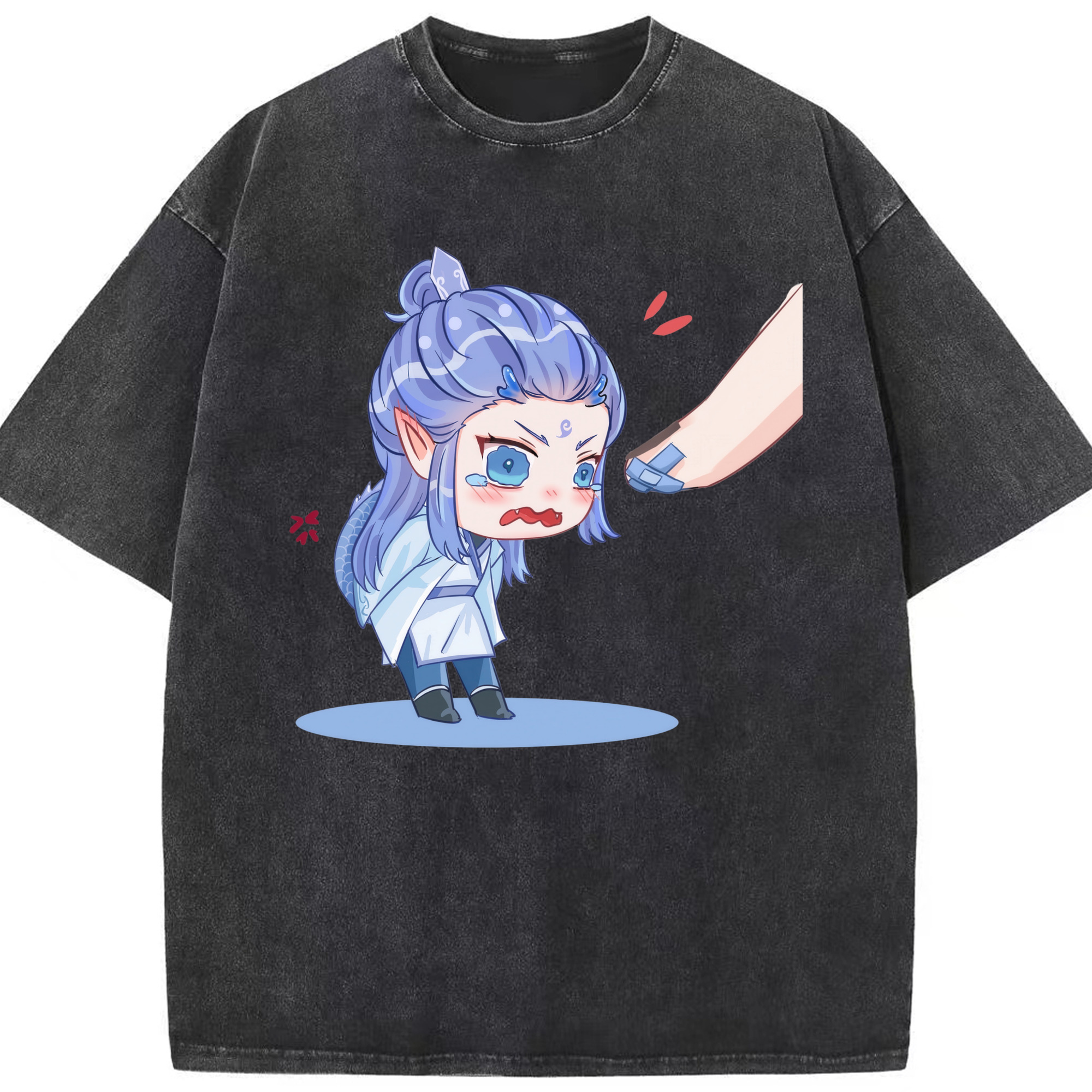 （画像用） Ne Zha 2 ナタ 魔童の大暴れ 綿100% ヴィンテージ風 半袖Tシャツ（フロントプリント）