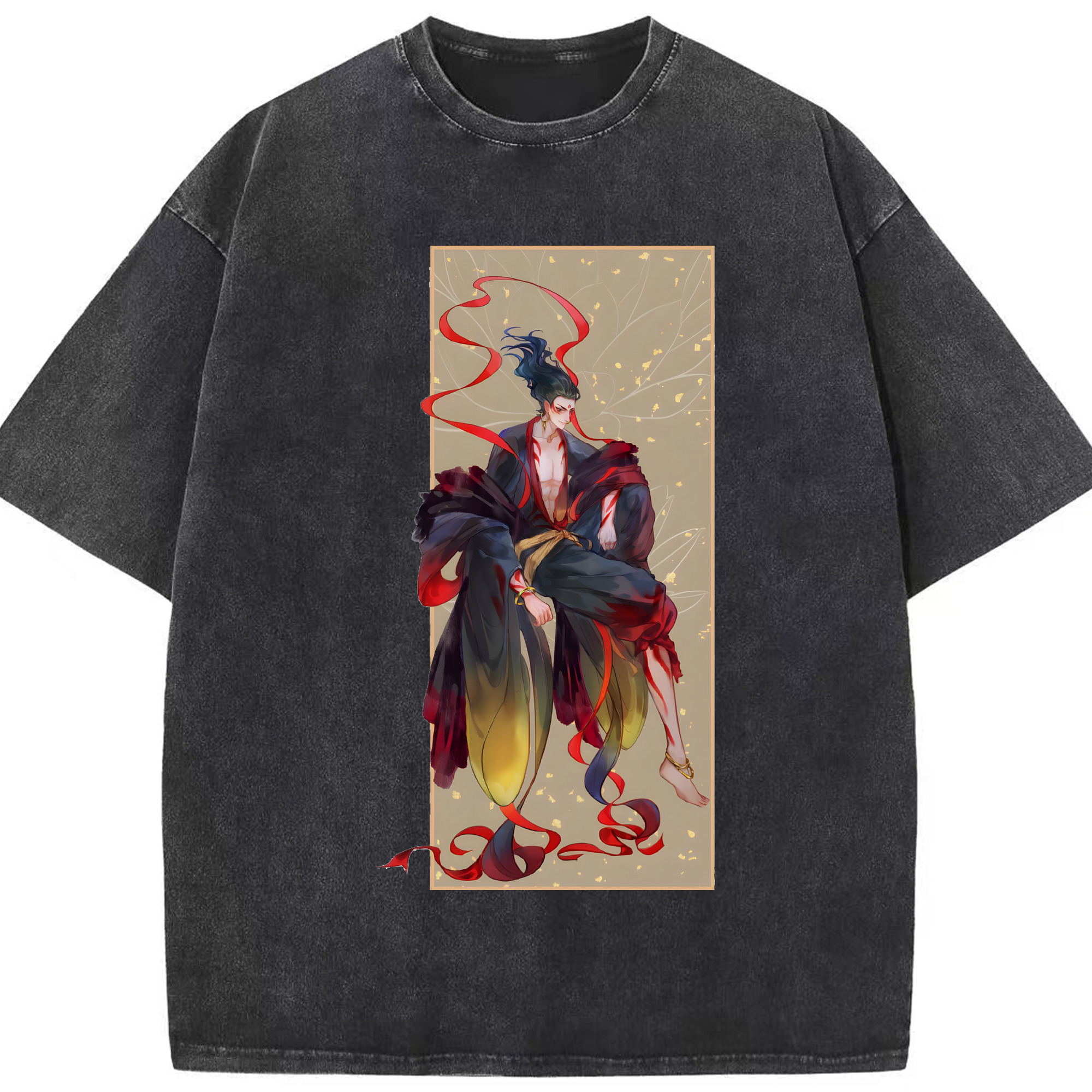 （画像用） Ne Zha 2 ナタ 魔童の大暴れ 綿100% ヴィンテージ風 半袖Tシャツ（フロントプリント）