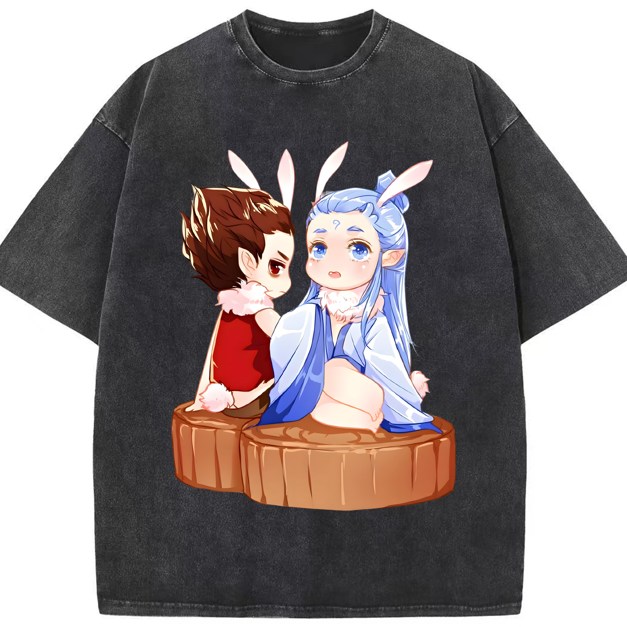 （画像用） Ne Zha 2 ナタ 魔童の大暴れ 綿100% ヴィンテージ風 半袖Tシャツ（フロントプリント）