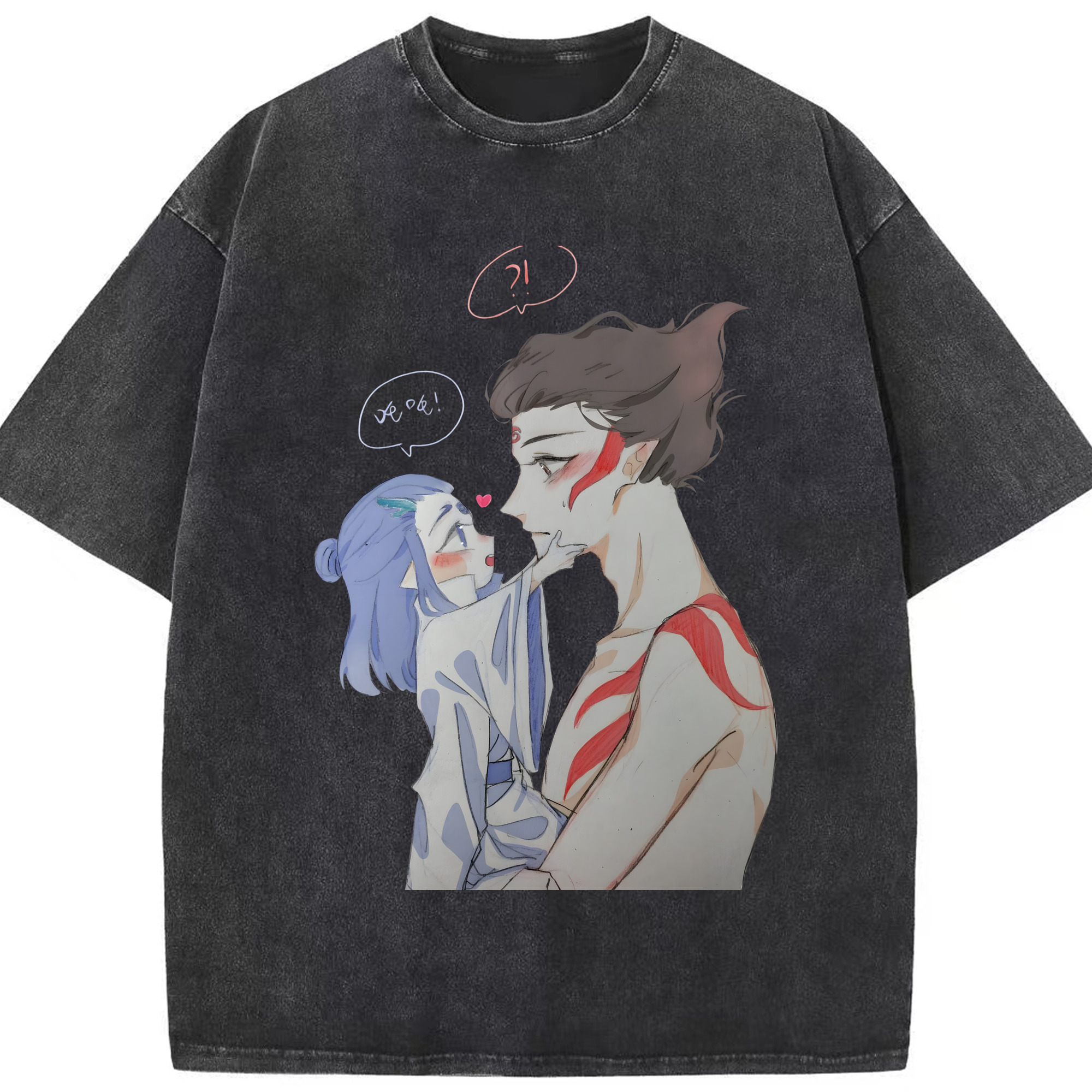 （画像用） Ne Zha 2 ナタ 魔童の大暴れ 綿100% ヴィンテージ風 半袖Tシャツ（フロントプリント）