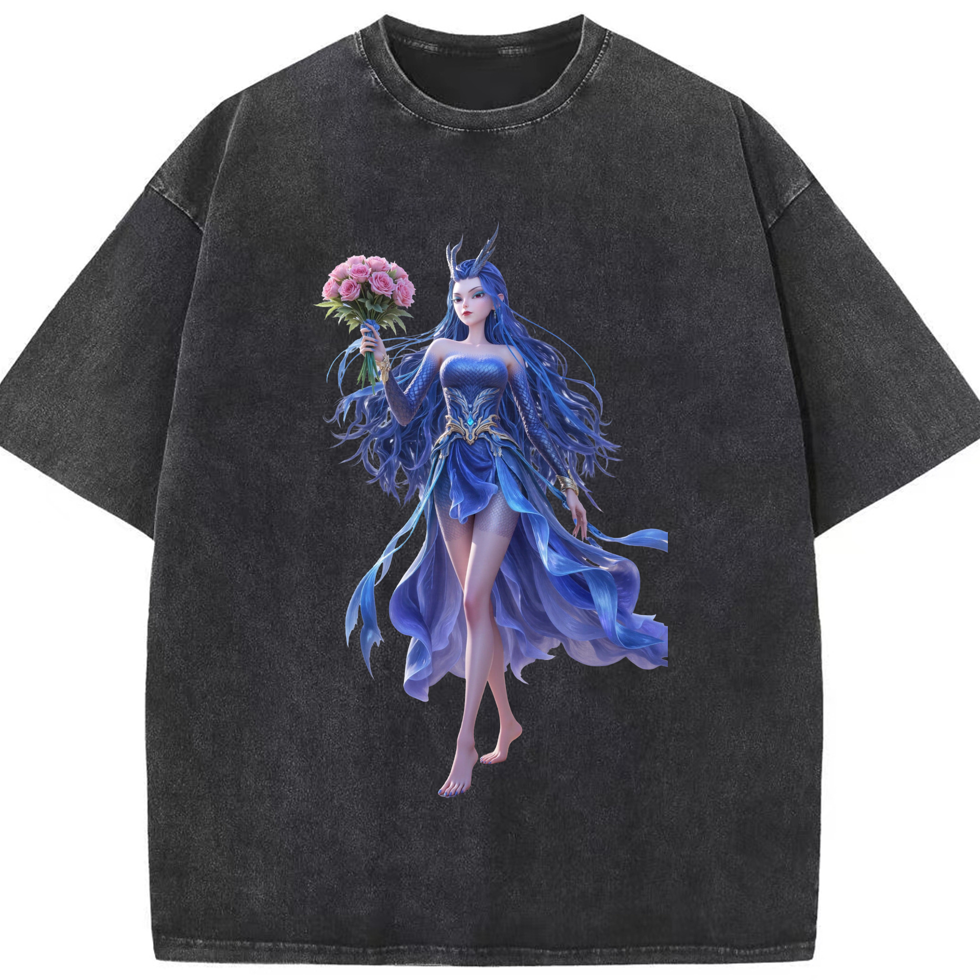 （画像用） Ne Zha 2 ナタ 魔童の大暴れ 綿100% ヴィンテージ風 半袖Tシャツ（フロントプリント）