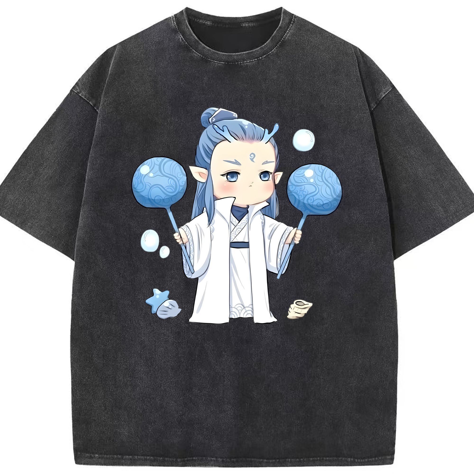 （画像用） Ne Zha 2 ナタ 魔童の大暴れ 綿100% ヴィンテージ風 半袖Tシャツ（フロントプリント）