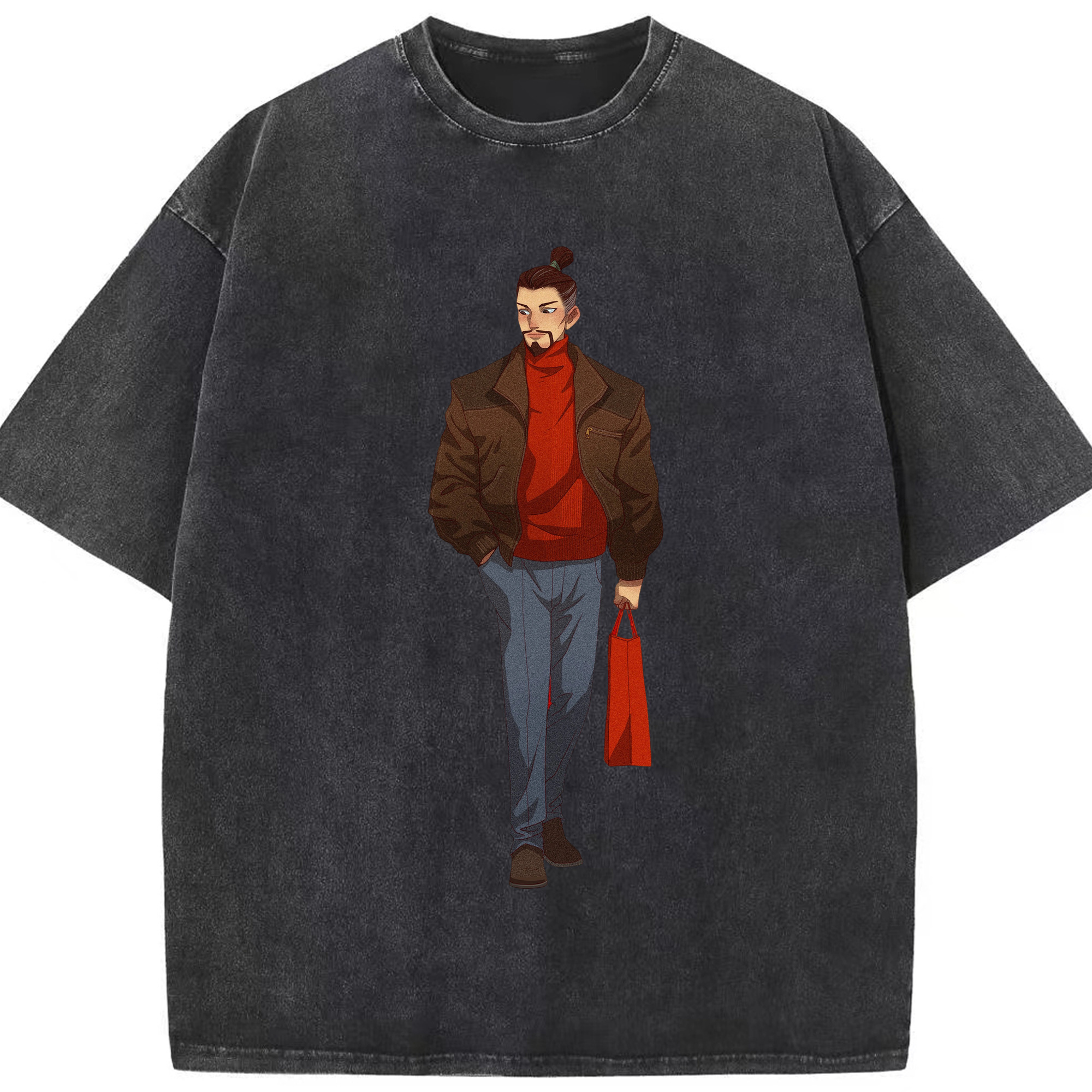 （画像用） Ne Zha 2 ナタ 魔童の大暴れ 綿100% ヴィンテージ風 半袖Tシャツ（フロントプリント）