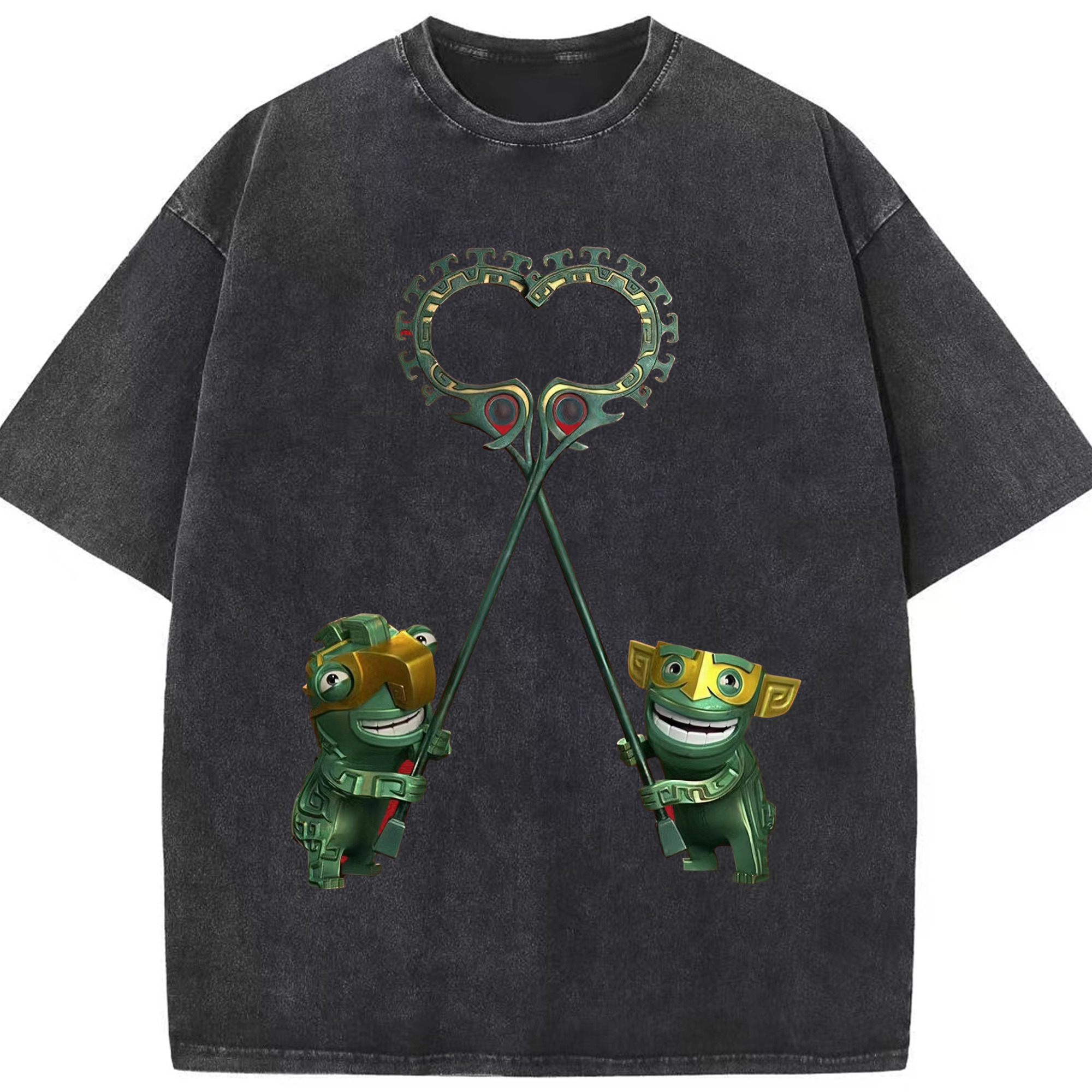 （画像用） Ne Zha 2 ナタ 魔童の大暴れ 綿100% ヴィンテージ風 半袖Tシャツ（フロントプリント）