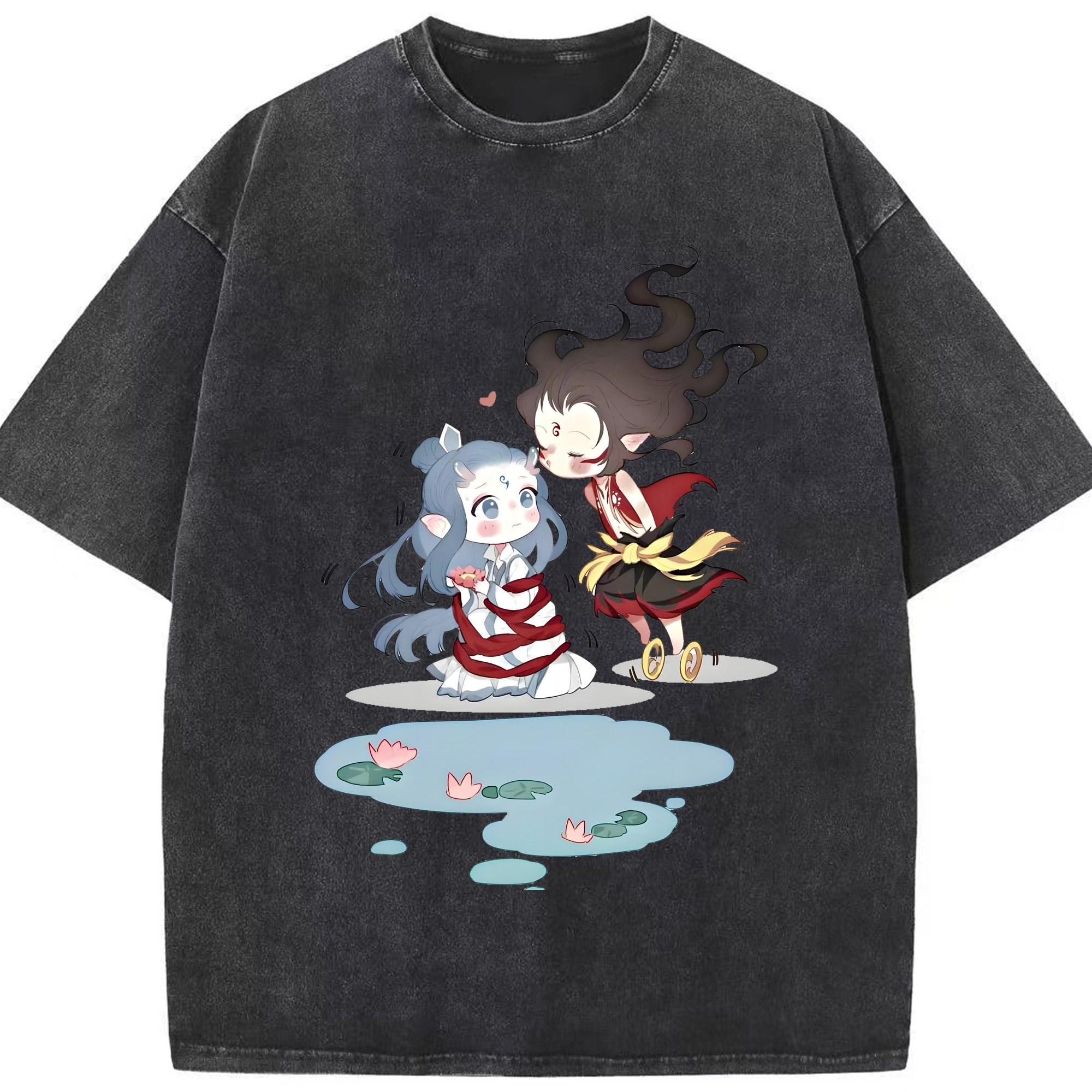 （画像用） Ne Zha 2 ナタ 魔童の大暴れ 綿100% ヴィンテージ風 半袖Tシャツ（フロントプリント）