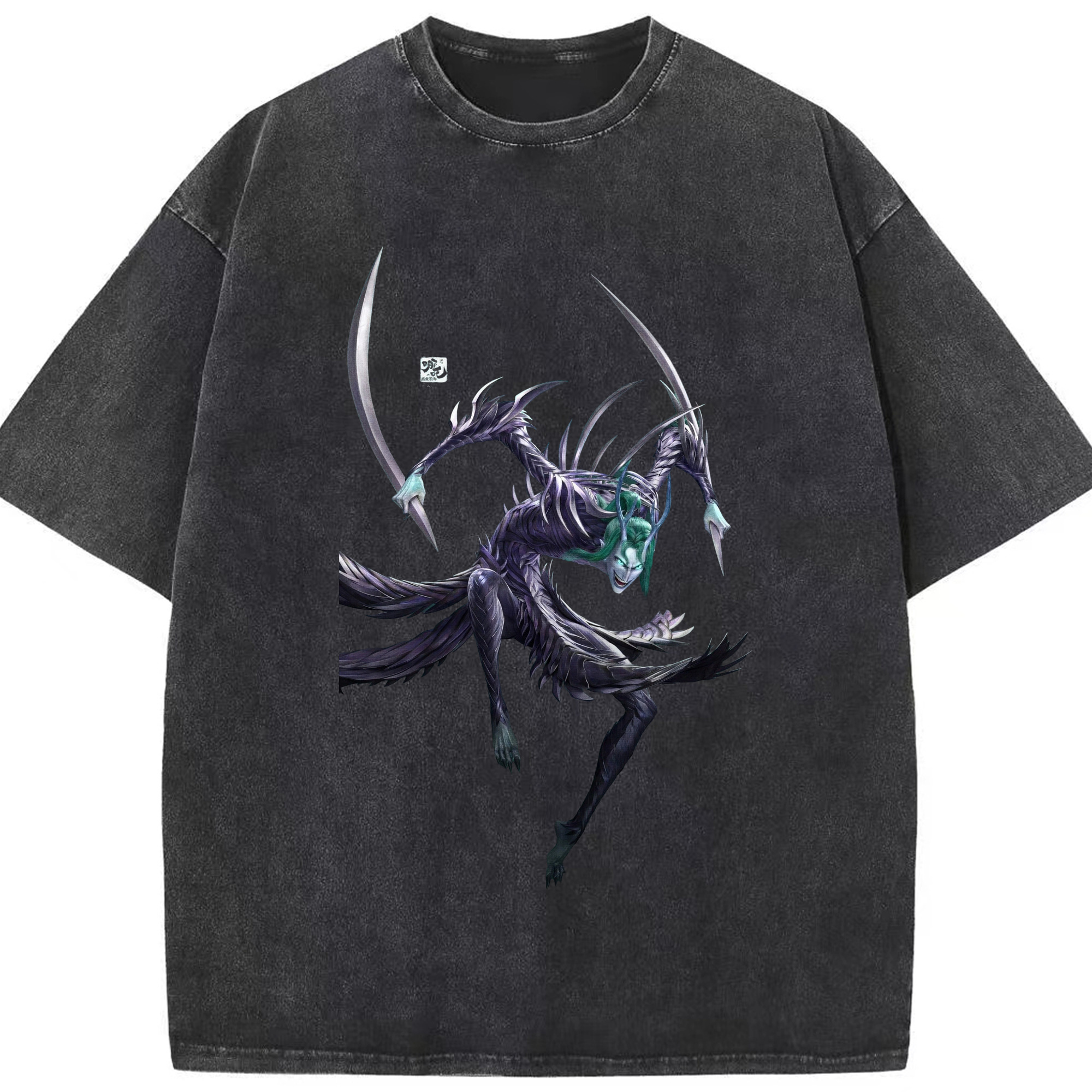 （画像用） Ne Zha 2 ナタ 魔童の大暴れ 綿100% ヴィンテージ風 半袖Tシャツ（フロントプリント）