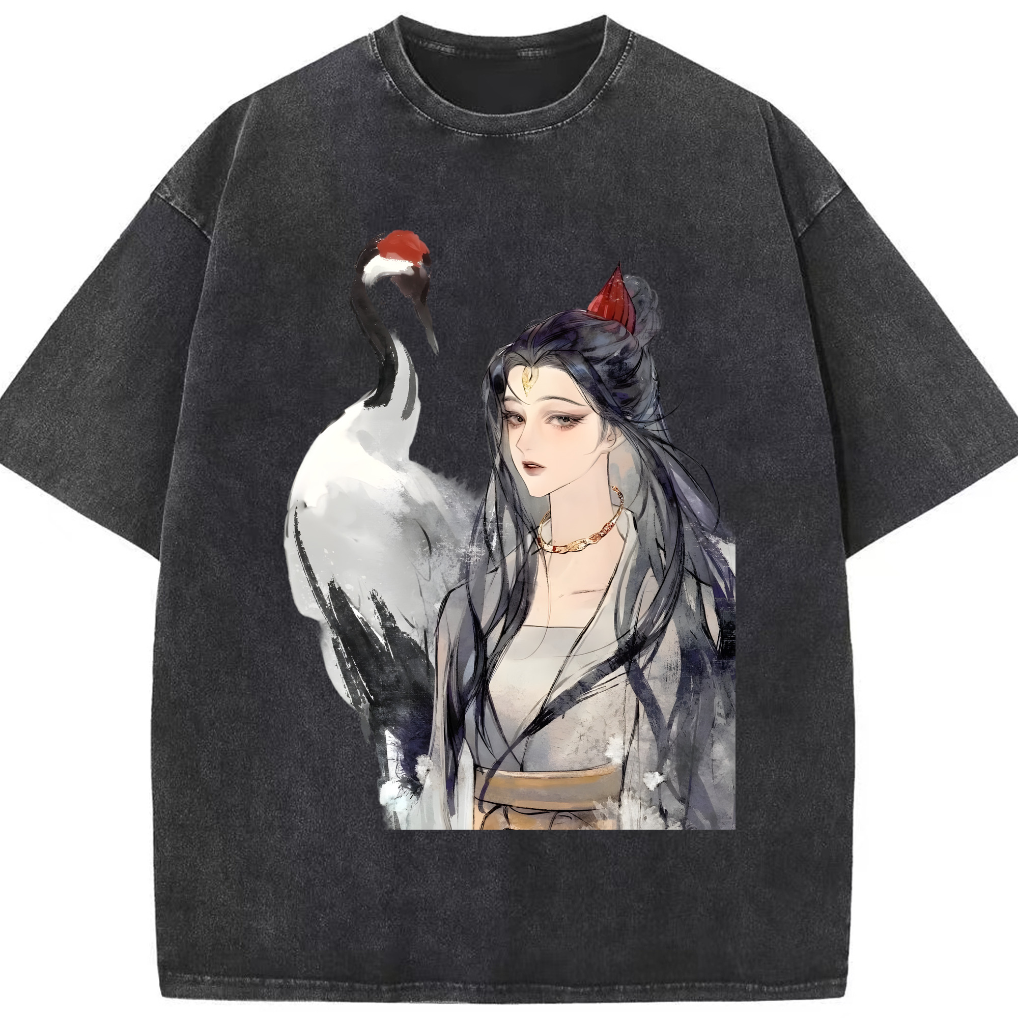 （画像用） Ne Zha 2 ナタ 魔童の大暴れ 綿100% ヴィンテージ風 半袖Tシャツ（フロントプリント）