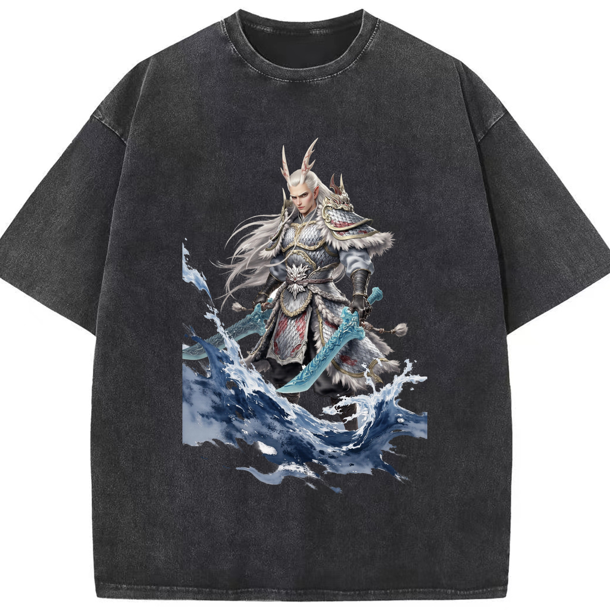 （画像用） Ne Zha 2 ナタ 魔童の大暴れ 綿100% ヴィンテージ風 半袖Tシャツ（フロントプリント）