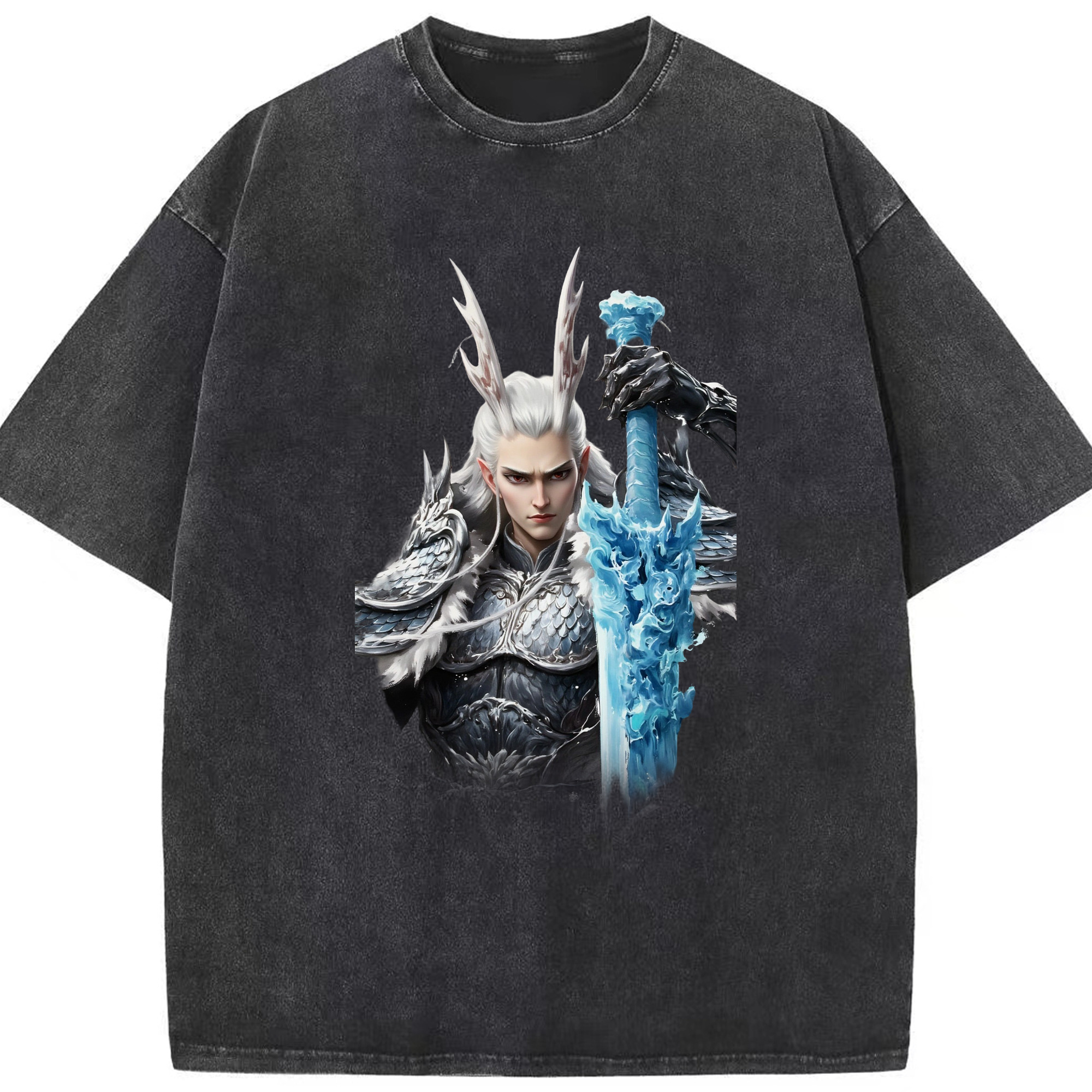 （画像用） Ne Zha 2 ナタ 魔童の大暴れ 綿100% ヴィンテージ風 半袖Tシャツ（フロントプリント）
