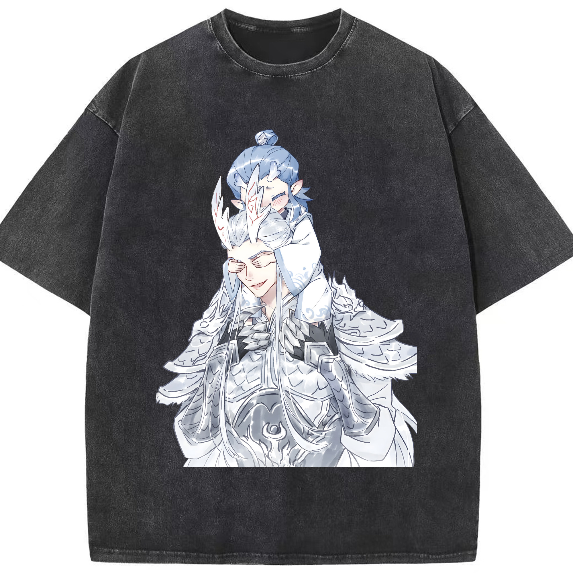 （画像用） Ne Zha 2 ナタ 魔童の大暴れ 綿100% ヴィンテージ風 半袖Tシャツ（フロントプリント）