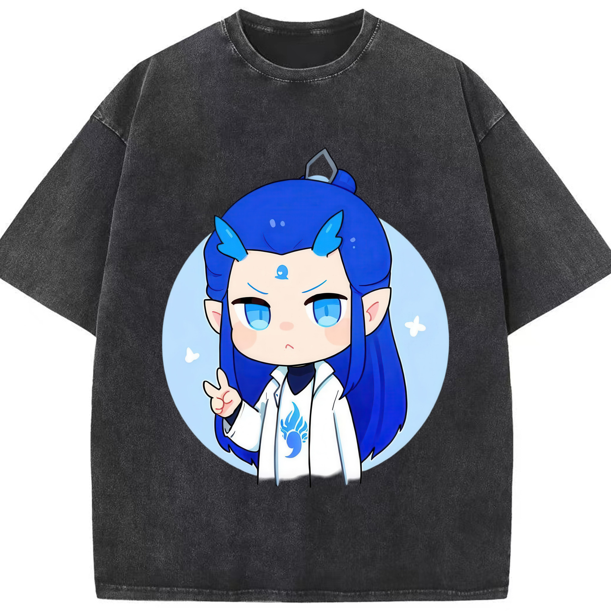 （画像用） Ne Zha 2 ナタ 魔童の大暴れ 綿100% ヴィンテージ風 半袖Tシャツ（フロントプリント）