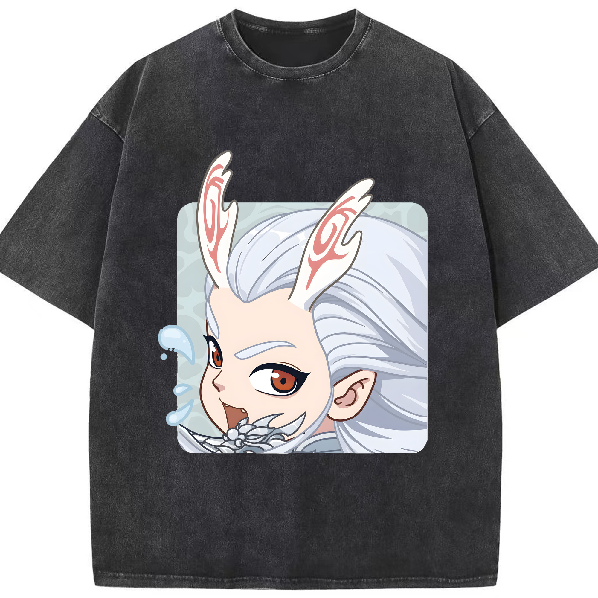 （画像用） Ne Zha 2 ナタ 魔童の大暴れ 綿100% ヴィンテージ風 半袖Tシャツ（フロントプリント）