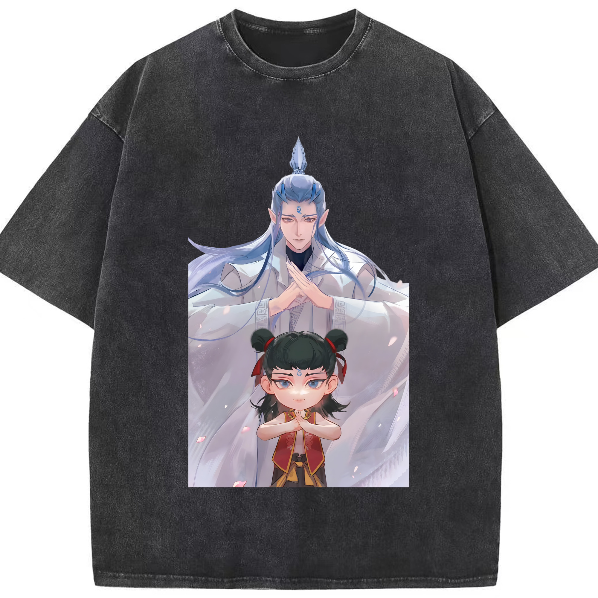（画像用） Ne Zha 2 ナタ 魔童の大暴れ 綿100% ヴィンテージ風 半袖Tシャツ（フロントプリント）