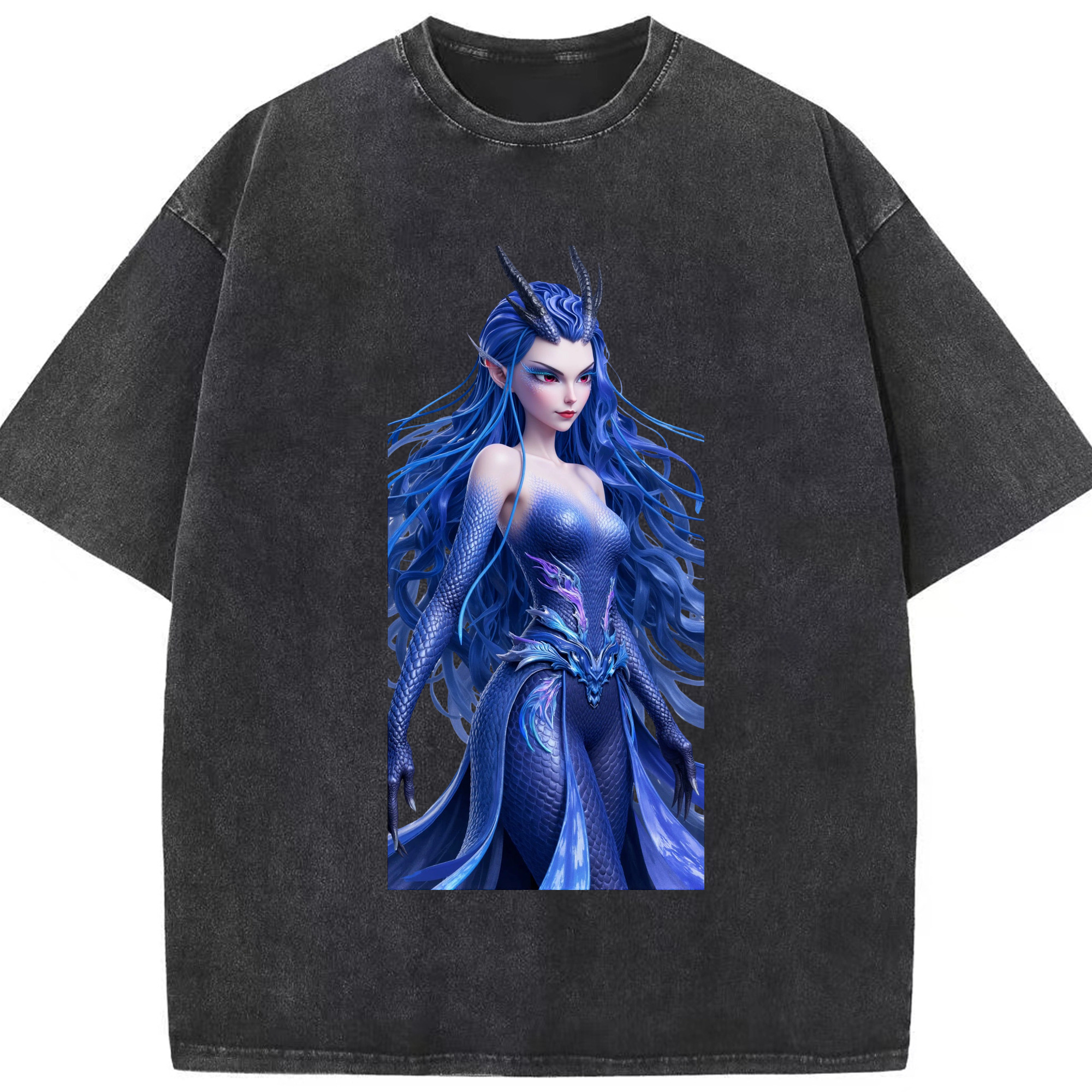 （画像用） Ne Zha 2 ナタ 魔童の大暴れ 綿100% ヴィンテージ風 半袖Tシャツ（フロントプリント）