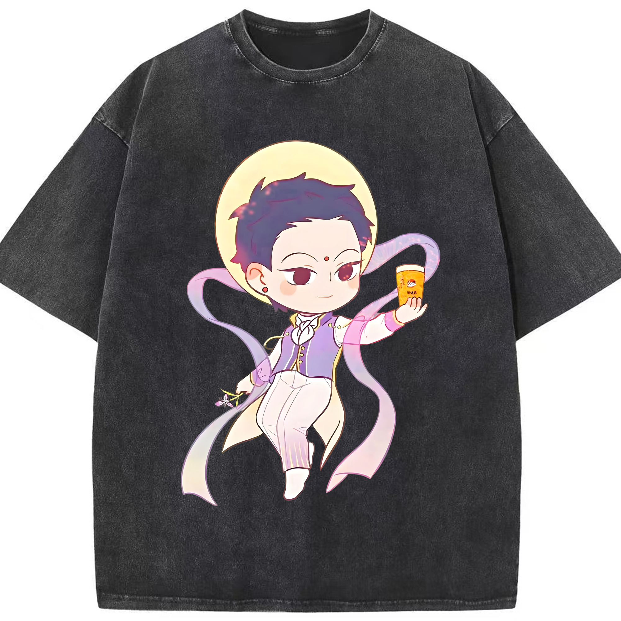 （画像用） Ne Zha 2 ナタ 魔童の大暴れ 綿100% ヴィンテージ風 半袖Tシャツ（フロントプリント）