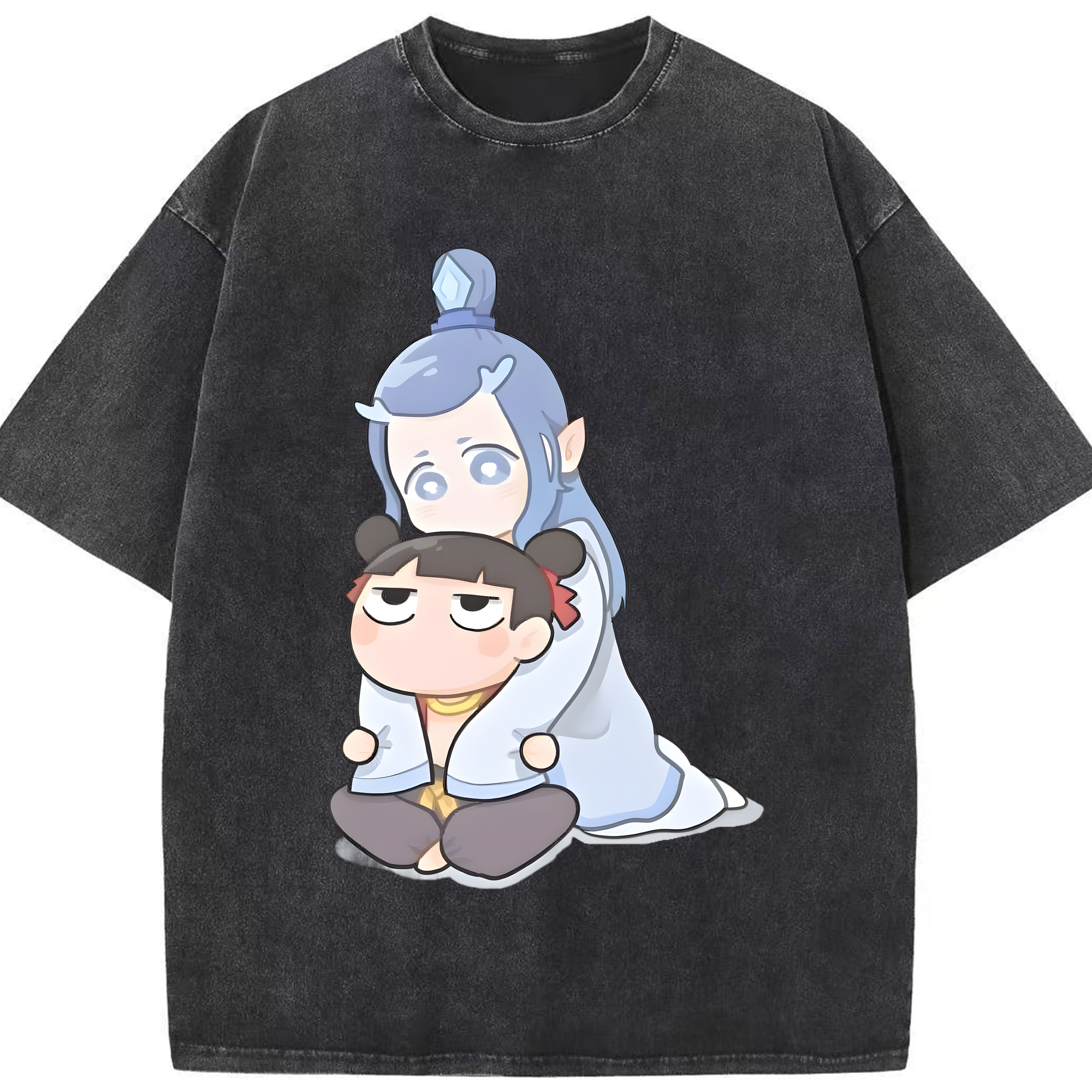 （画像用） Ne Zha 2 ナタ 魔童の大暴れ 綿100% ヴィンテージ風 半袖Tシャツ（フロントプリント）