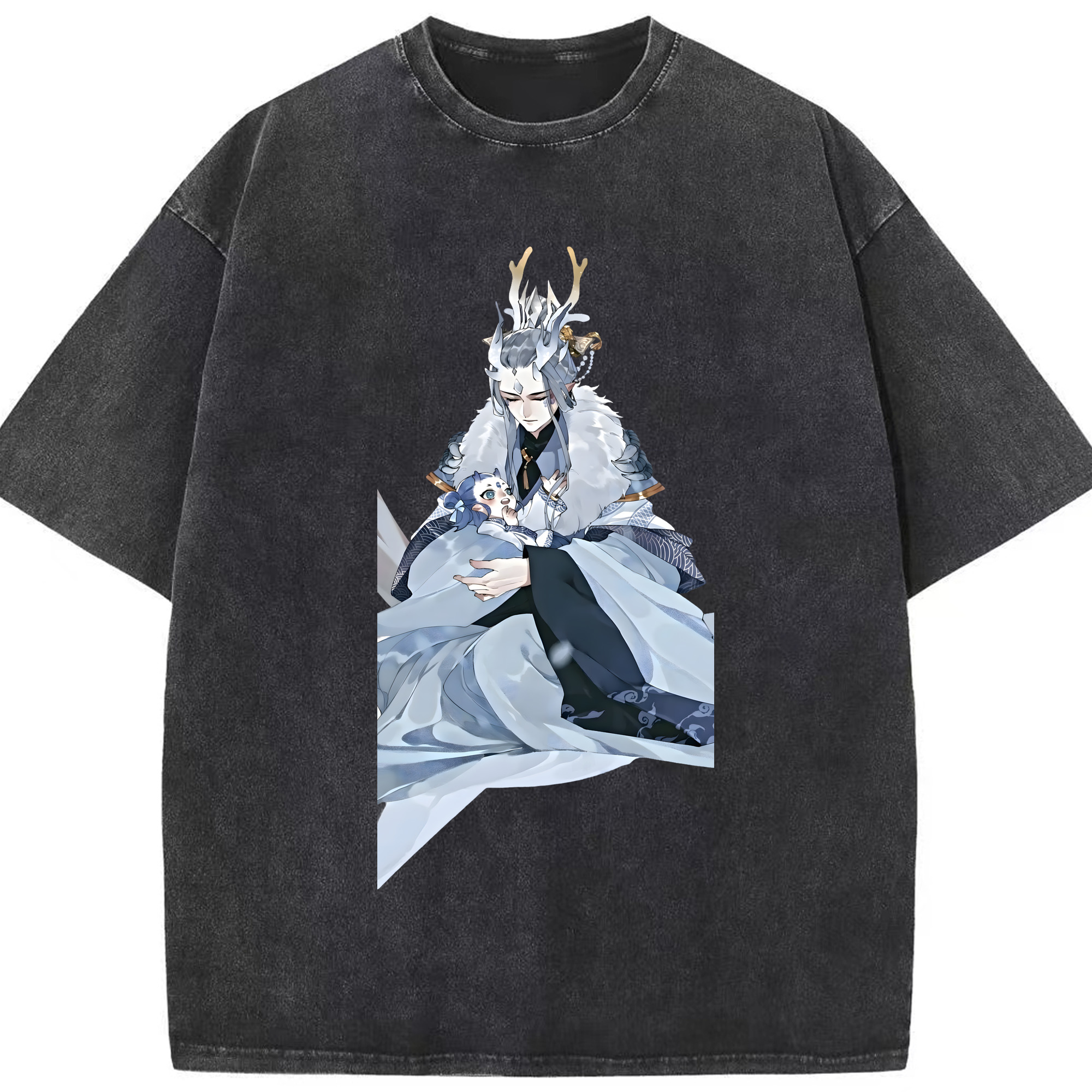 （画像用） Ne Zha 2 ナタ 魔童の大暴れ 綿100% ヴィンテージ風 半袖Tシャツ（フロントプリント）