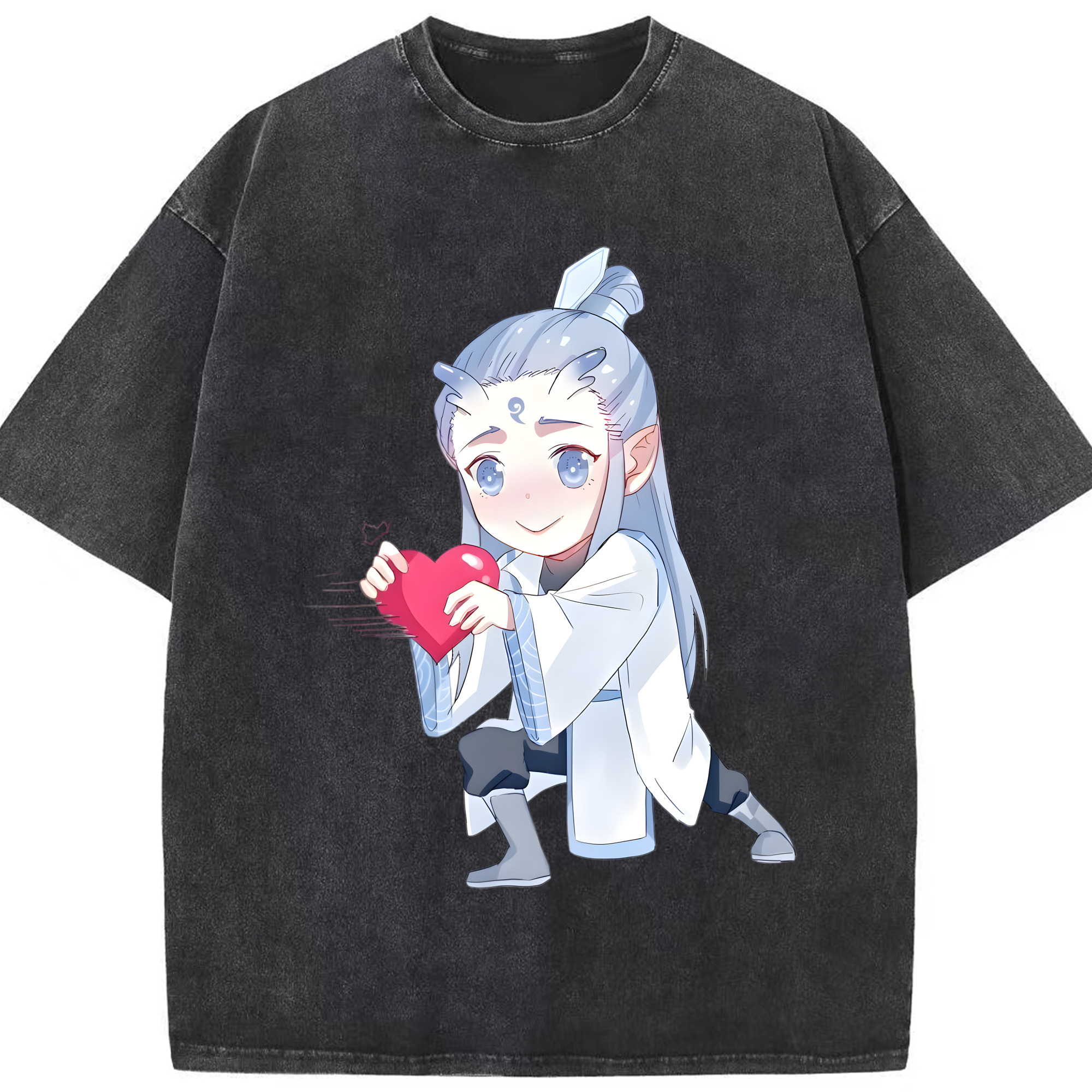 （画像用） Ne Zha 2 ナタ 魔童の大暴れ 綿100% ヴィンテージ風 半袖Tシャツ（フロントプリント）