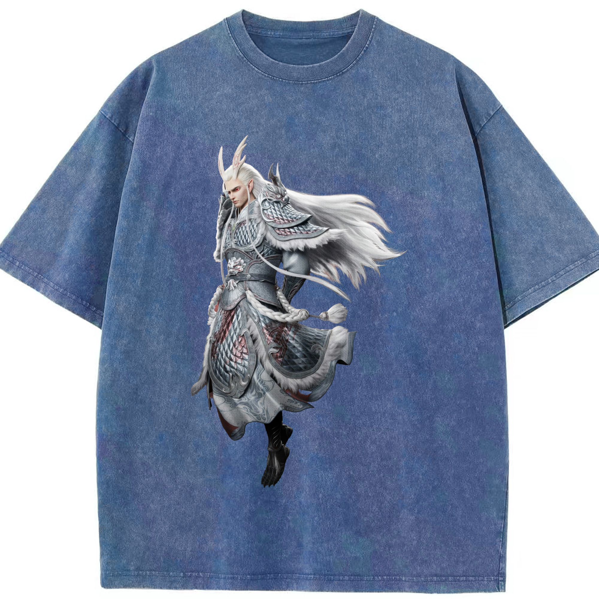 （画像用） Ne Zha 2 ナタ 魔童の大暴れ 綿100% ヴィンテージ風 半袖Tシャツ（フロントプリント）