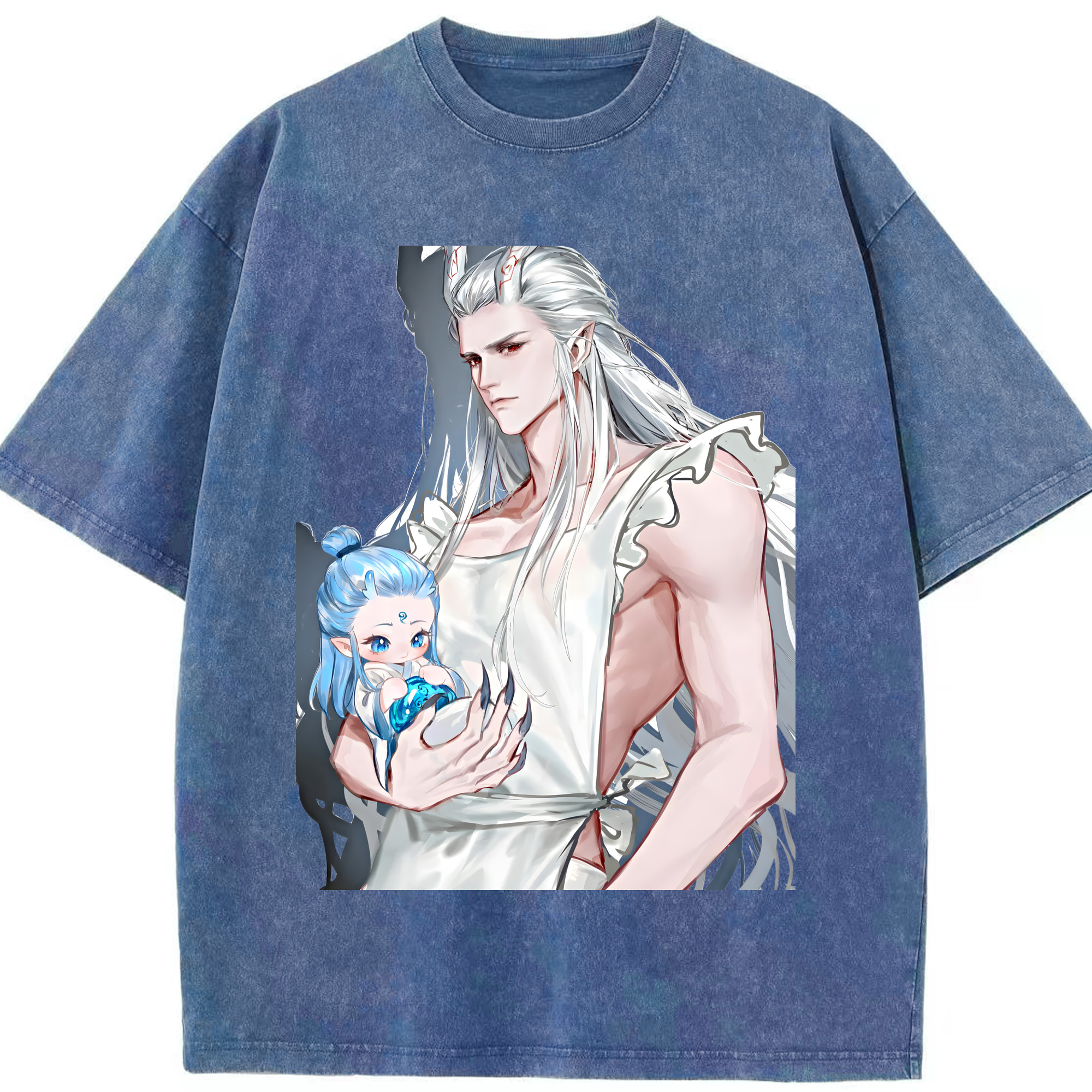 （画像用） Ne Zha 2 ナタ 魔童の大暴れ 綿100% ヴィンテージ風 半袖Tシャツ（フロントプリント）