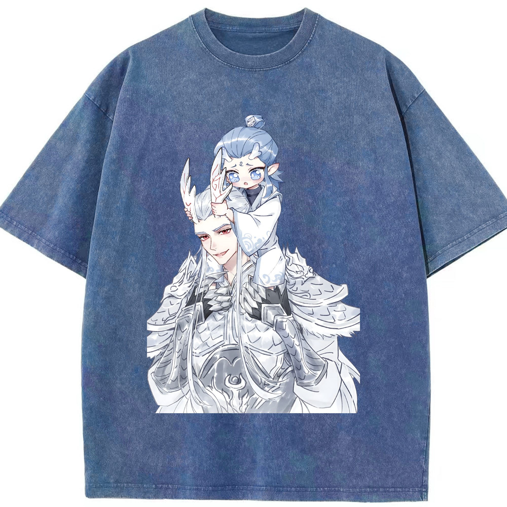 （画像用） Ne Zha 2 ナタ 魔童の大暴れ 綿100% ヴィンテージ風 半袖Tシャツ（フロントプリント）