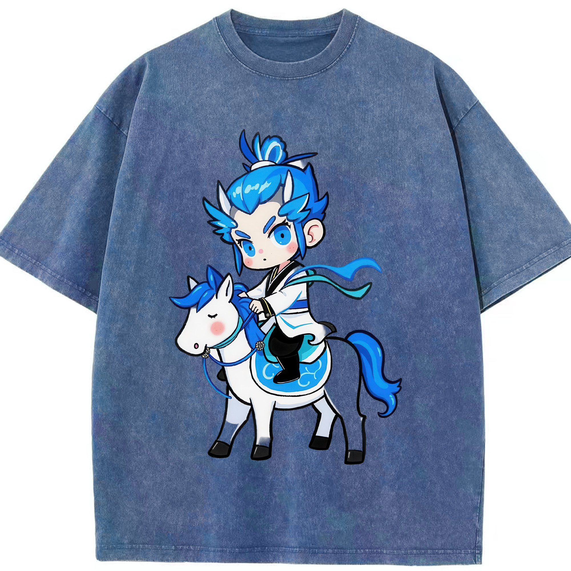 （画像用） Ne Zha 2 ナタ 魔童の大暴れ 綿100% ヴィンテージ風 半袖Tシャツ（フロントプリント）