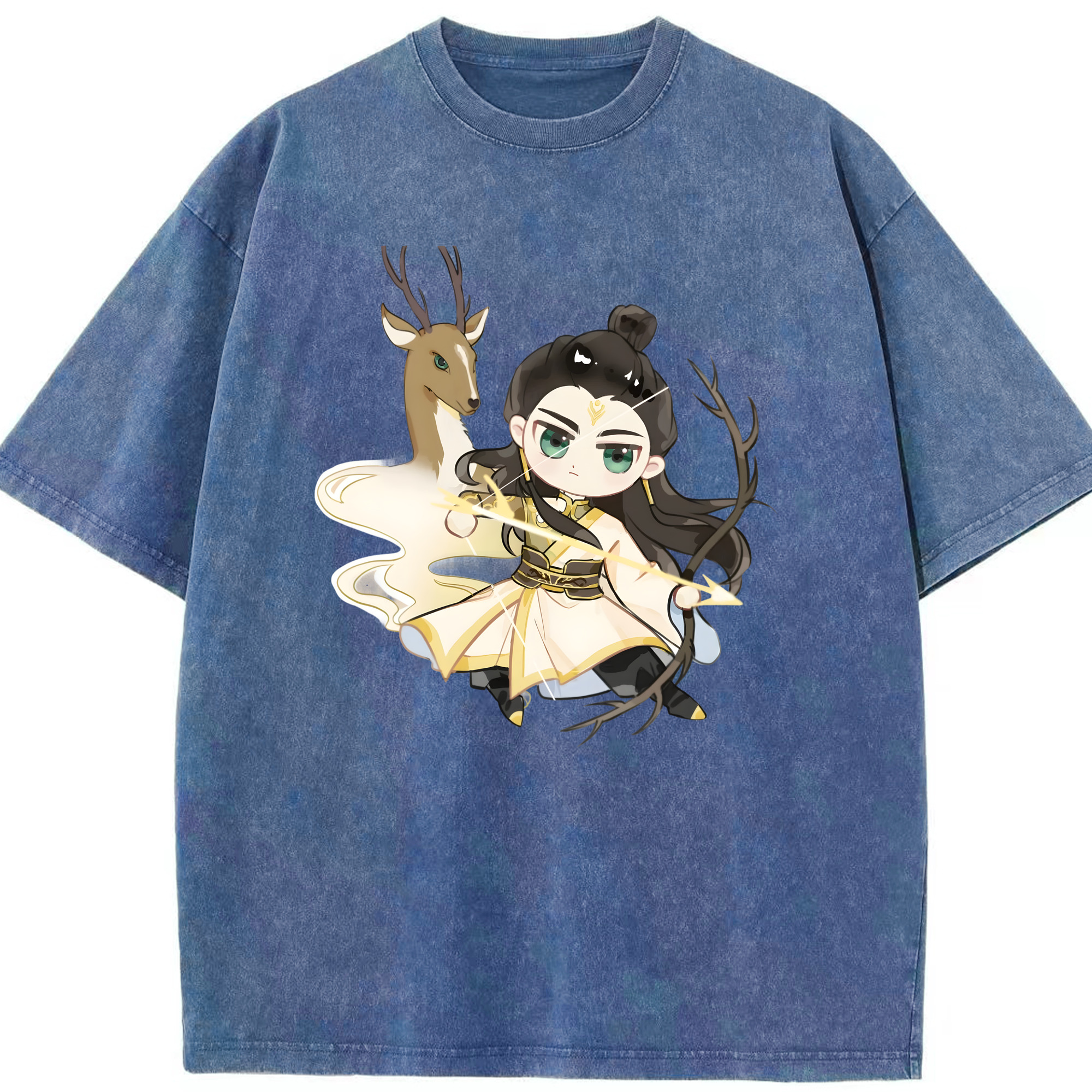 （画像用） Ne Zha 2 ナタ 魔童の大暴れ 綿100% ヴィンテージ風 半袖Tシャツ（フロントプリント）