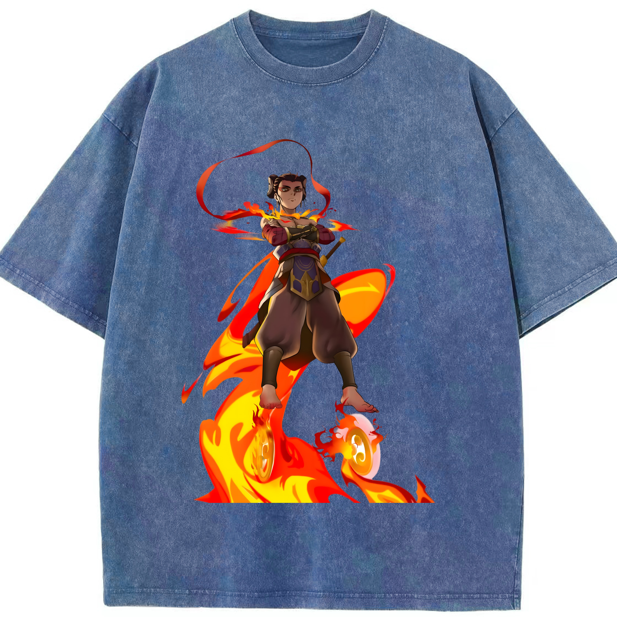 （画像用） Ne Zha 2 ナタ 魔童の大暴れ 綿100% ヴィンテージ風 半袖Tシャツ（フロントプリント）