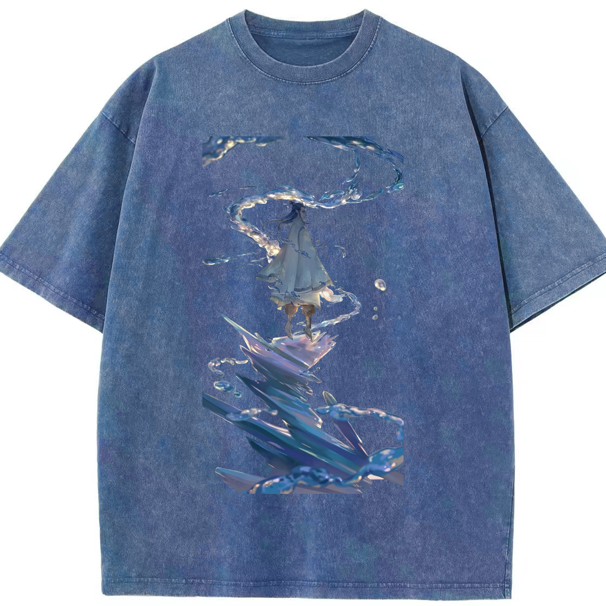 （画像用） Ne Zha 2 ナタ 魔童の大暴れ 綿100% ヴィンテージ風 半袖Tシャツ（フロントプリント）