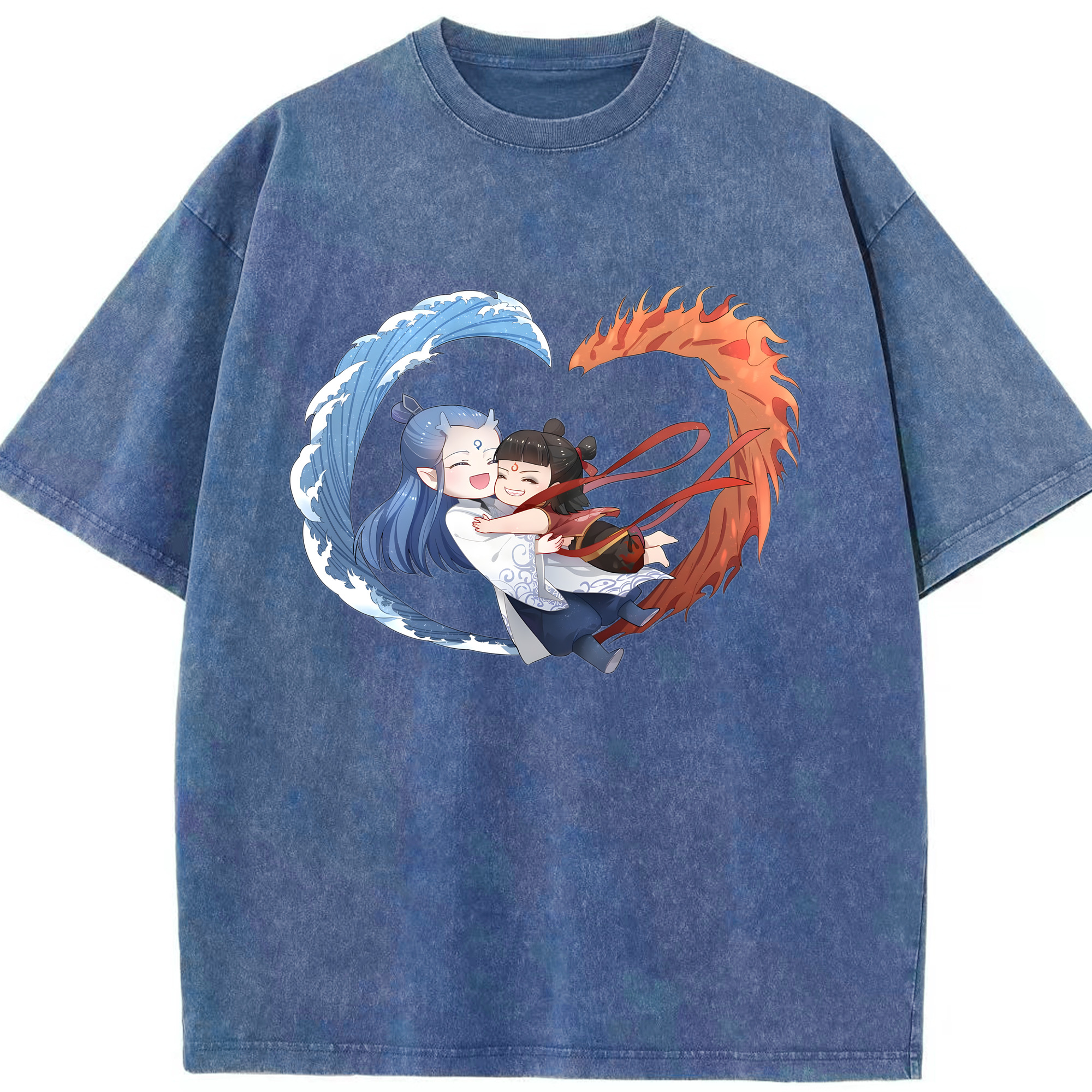 （画像用） Ne Zha 2 ナタ 魔童の大暴れ 綿100% ヴィンテージ風 半袖Tシャツ（フロントプリント）