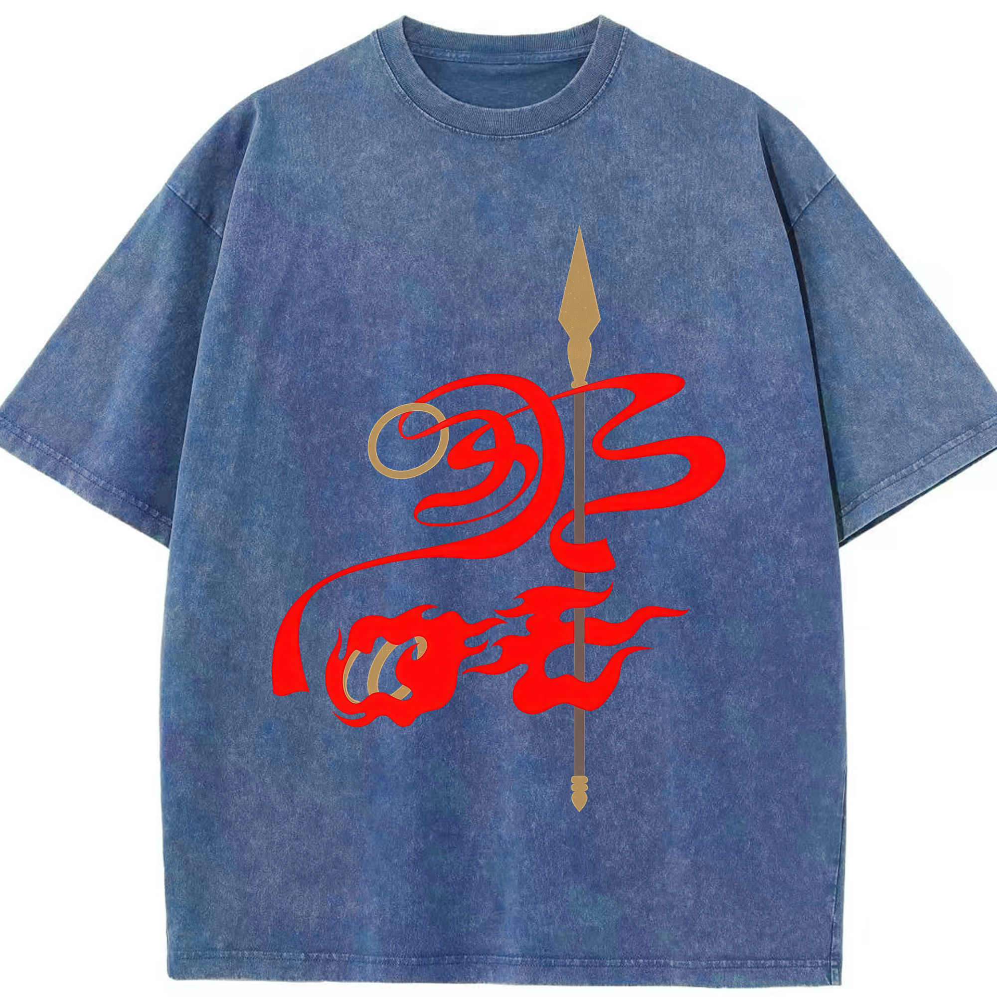 （画像用） Ne Zha 2 ナタ 魔童の大暴れ 綿100% ヴィンテージ風 半袖Tシャツ（フロントプリント）