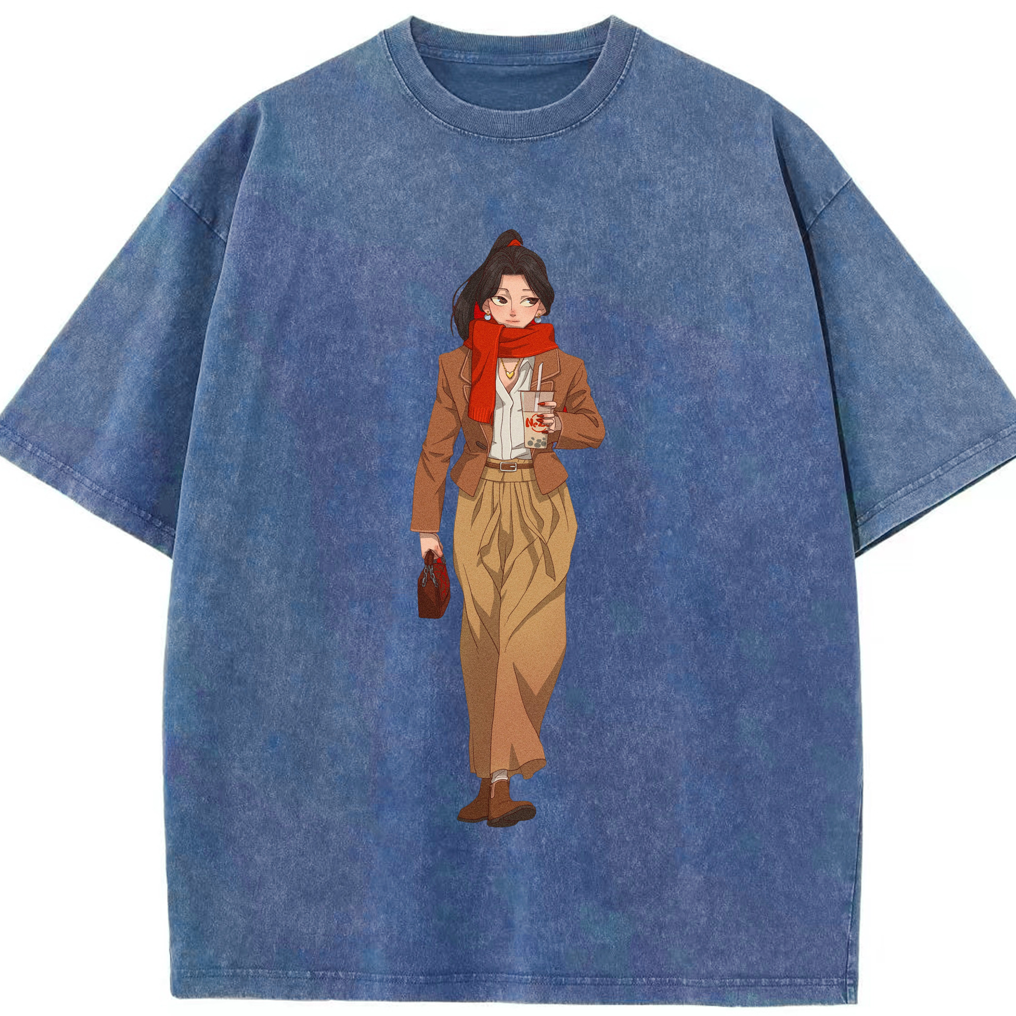 （画像用） Ne Zha 2 ナタ 魔童の大暴れ 綿100% ヴィンテージ風 半袖Tシャツ（フロントプリント）
