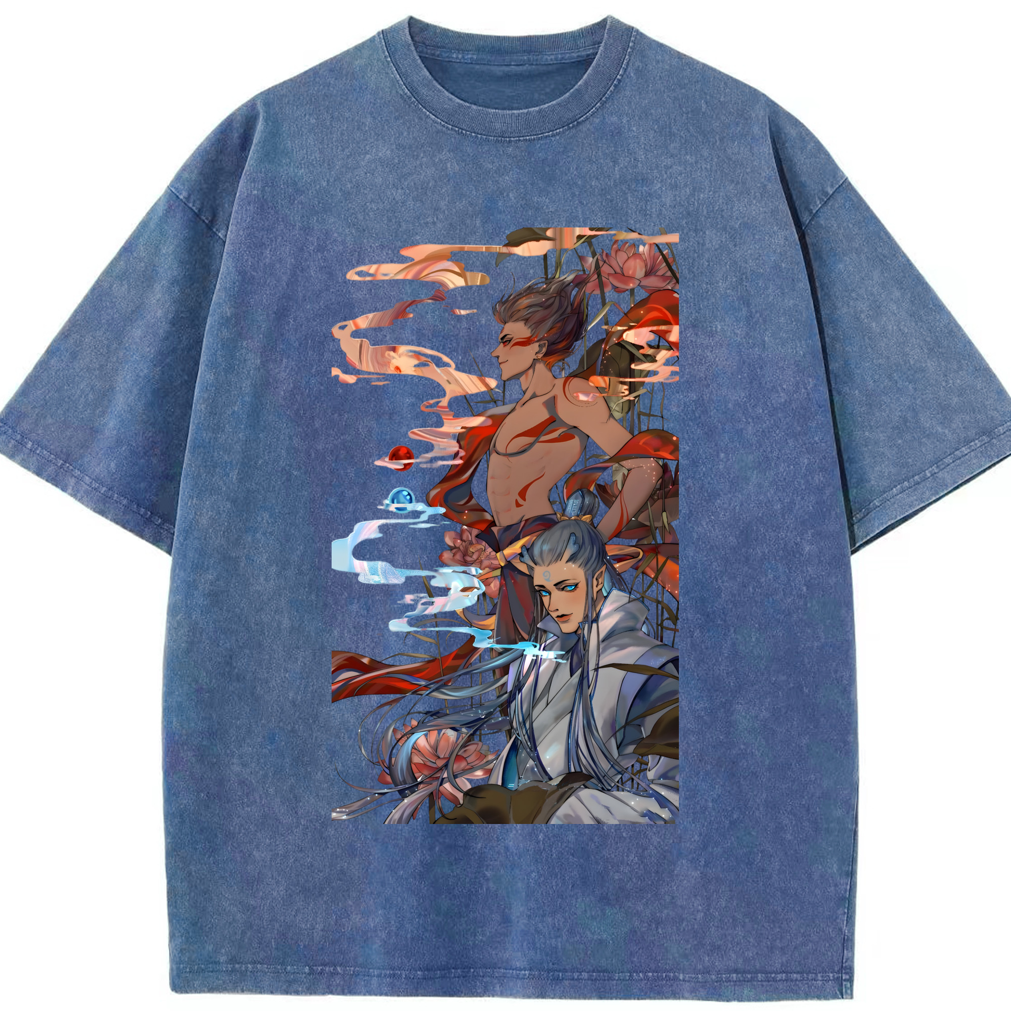 （画像用） Ne Zha 2 ナタ 魔童の大暴れ 綿100% ヴィンテージ風 半袖Tシャツ（フロントプリント）