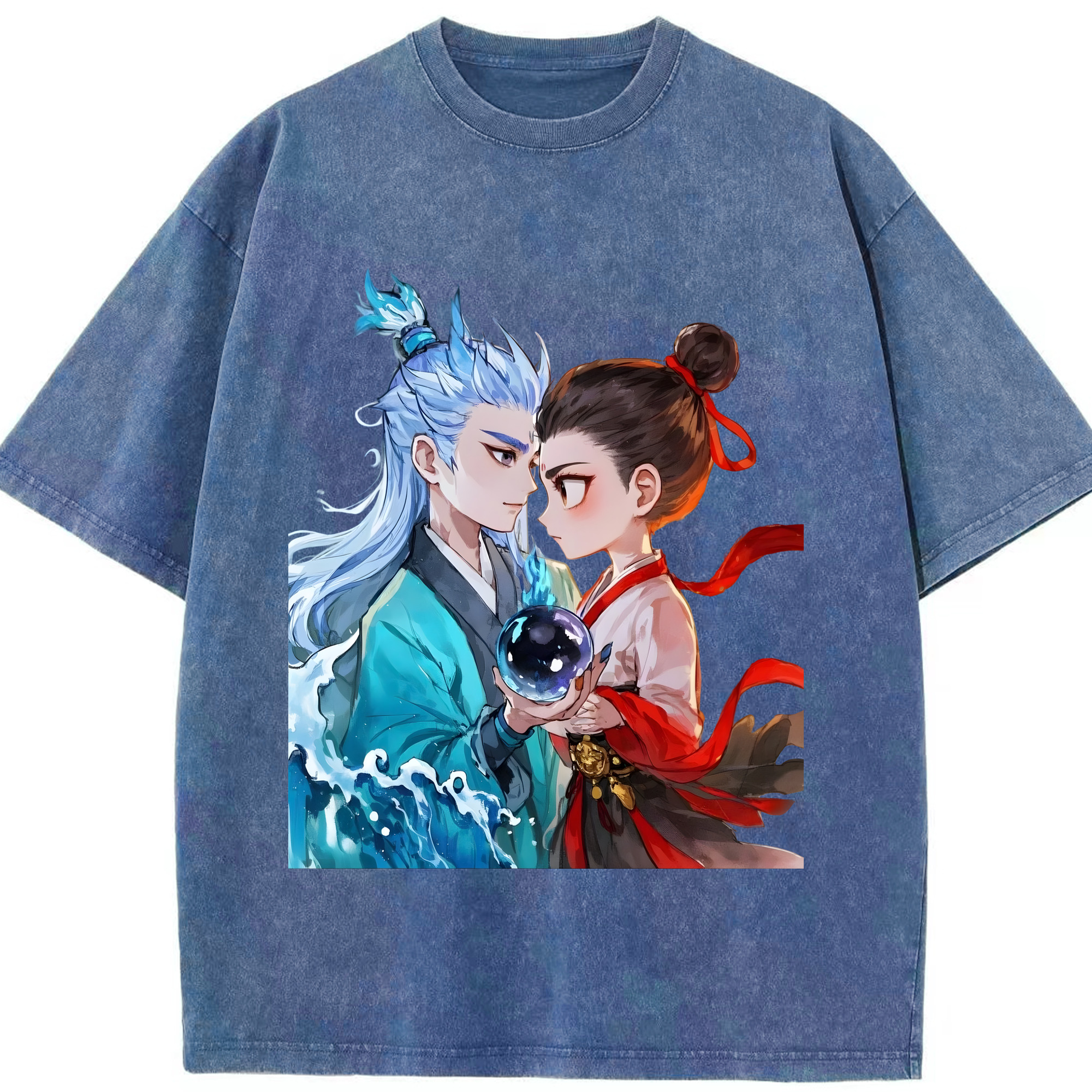 （画像用） Ne Zha 2 ナタ 魔童の大暴れ 綿100% ヴィンテージ風 半袖Tシャツ（フロントプリント）
