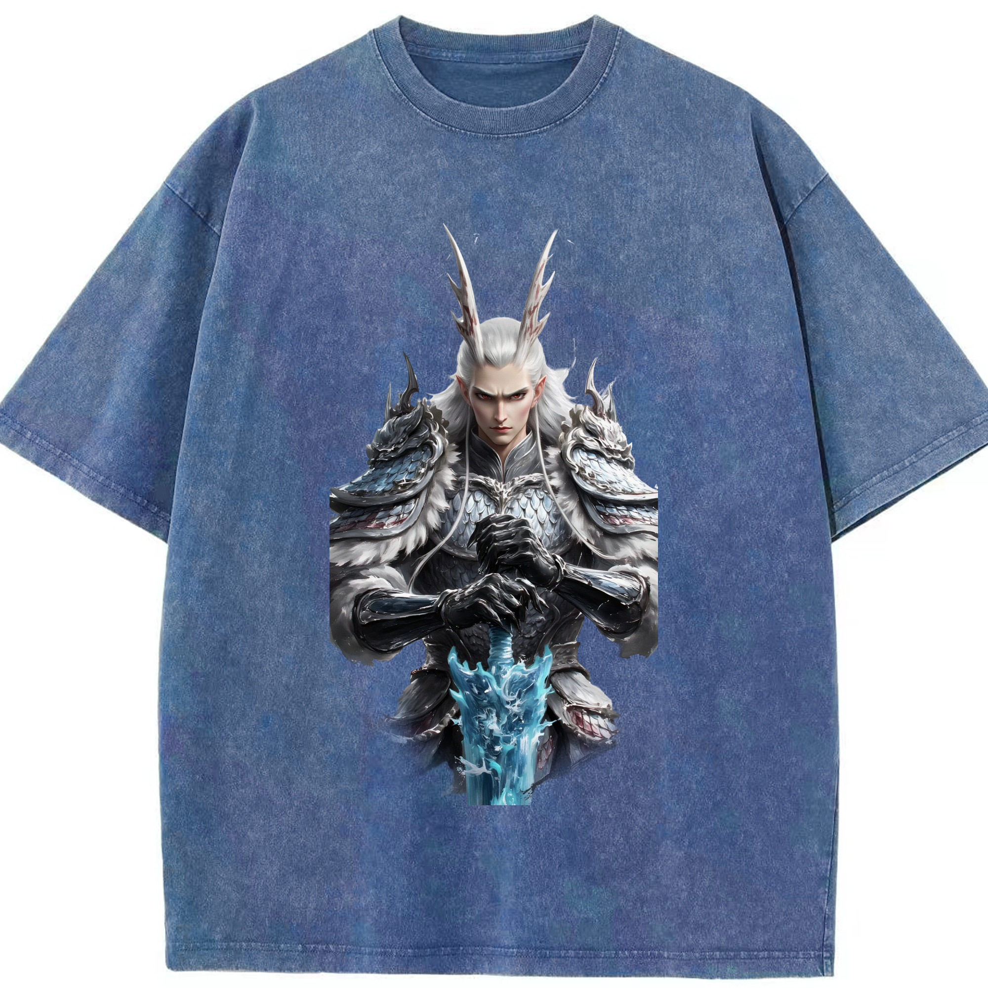 （画像用） Ne Zha 2 ナタ 魔童の大暴れ 綿100% ヴィンテージ風 半袖Tシャツ（フロントプリント）