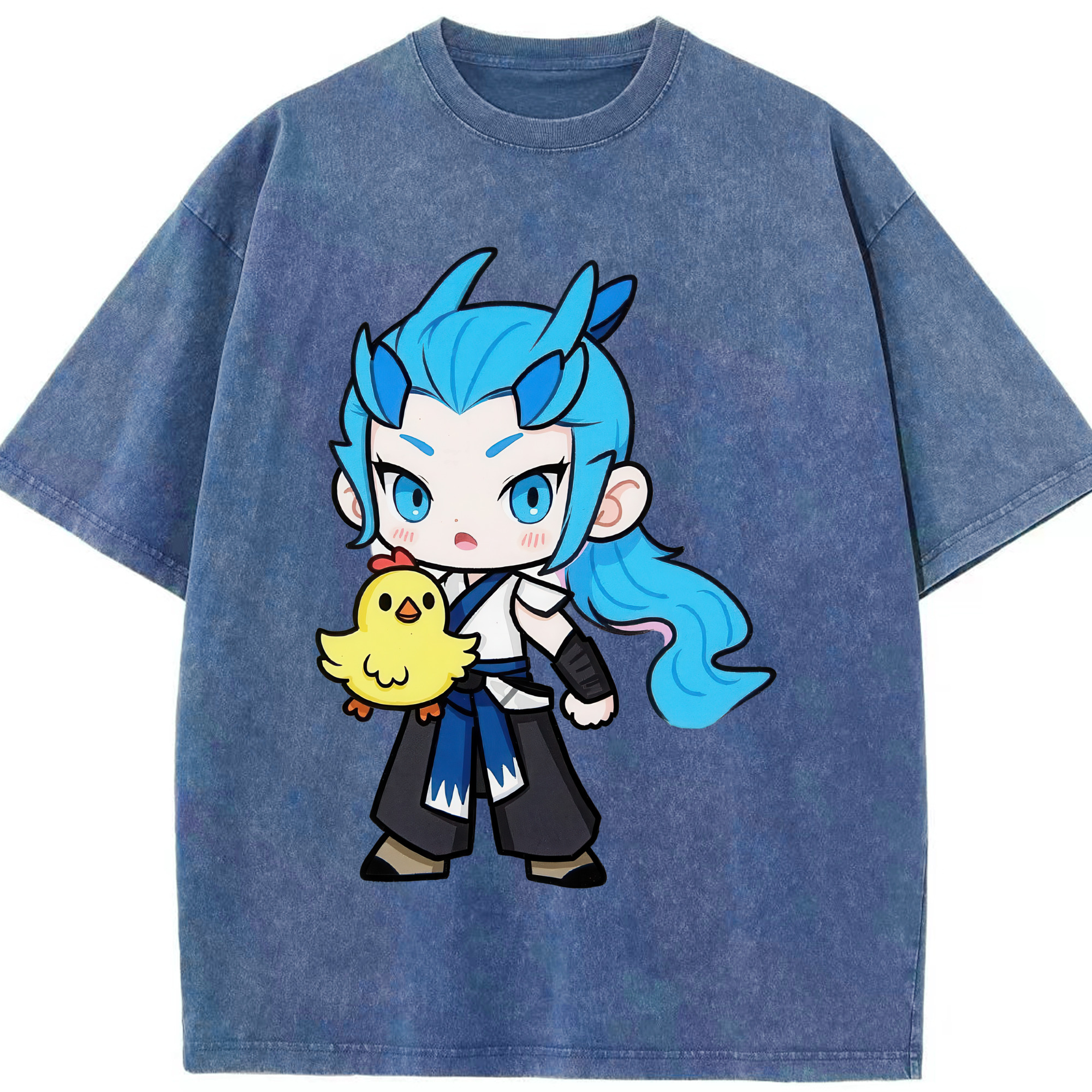（画像用） Ne Zha 2 ナタ 魔童の大暴れ 綿100% ヴィンテージ風 半袖Tシャツ（フロントプリント）