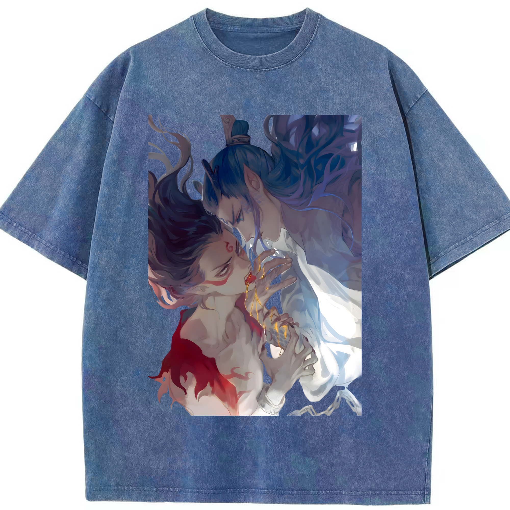 （画像用） Ne Zha 2 ナタ 魔童の大暴れ 綿100% ヴィンテージ風 半袖Tシャツ（フロントプリント）