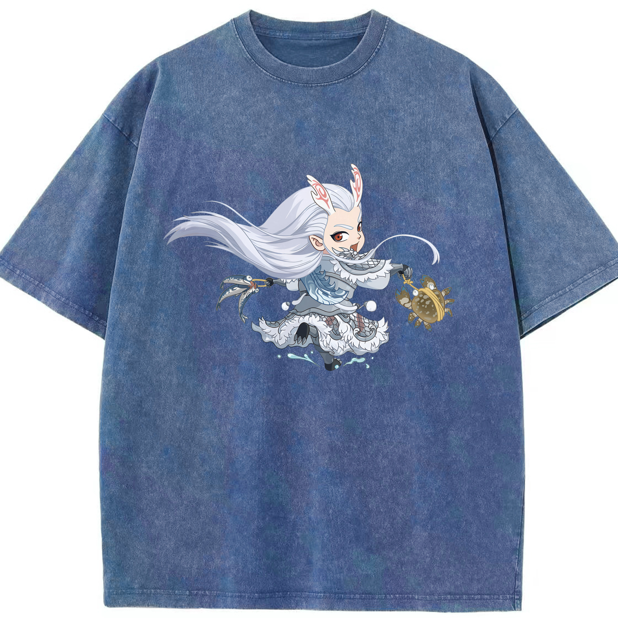（画像用） Ne Zha 2 ナタ 魔童の大暴れ 綿100% ヴィンテージ風 半袖Tシャツ（フロントプリント）