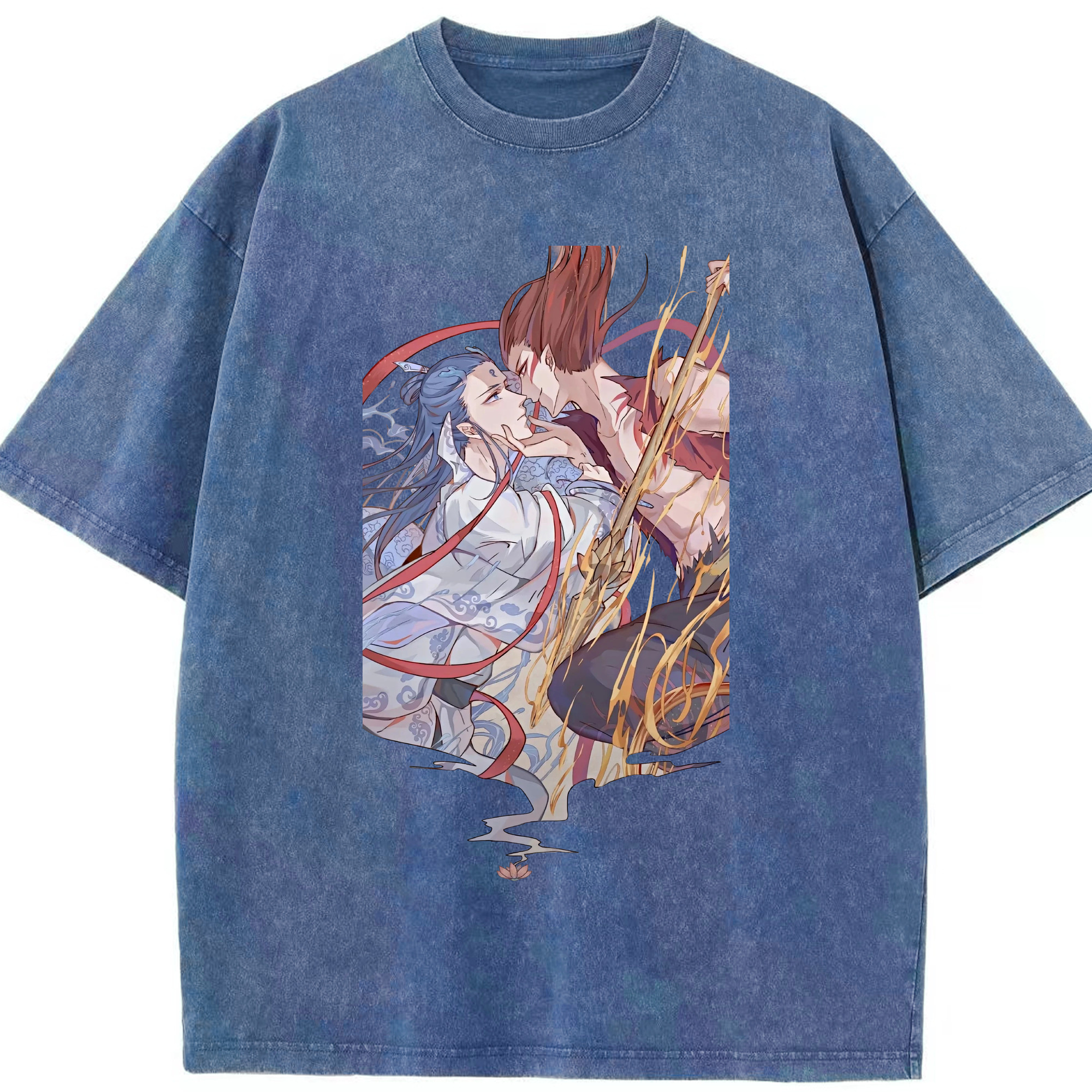（画像用） Ne Zha 2 ナタ 魔童の大暴れ 綿100% ヴィンテージ風 半袖Tシャツ（フロントプリント）