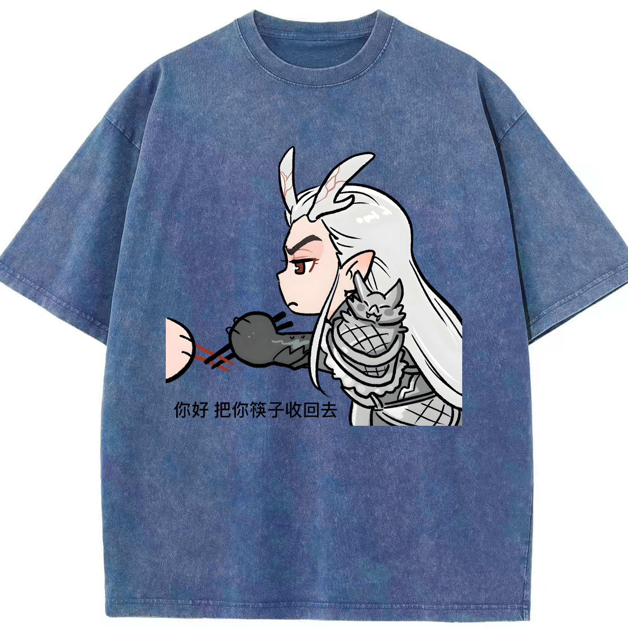 （画像用） Ne Zha 2 ナタ 魔童の大暴れ 綿100% ヴィンテージ風 半袖Tシャツ（フロントプリント）
