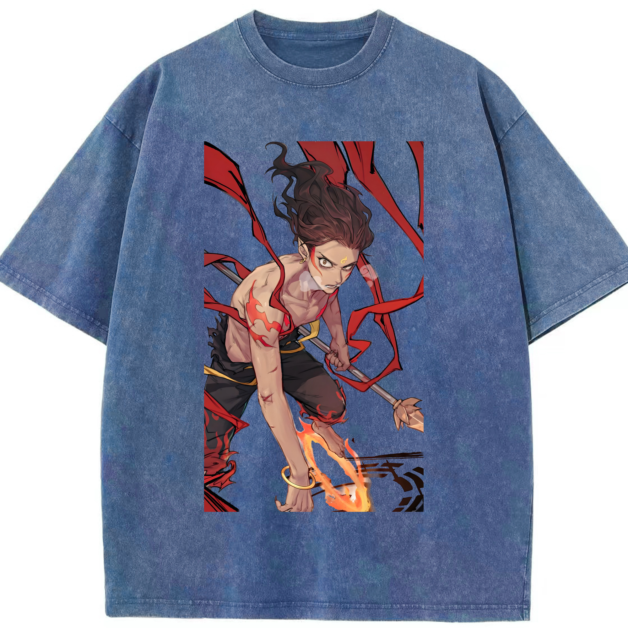 （画像用） Ne Zha 2 ナタ 魔童の大暴れ 綿100% ヴィンテージ風 半袖Tシャツ（フロントプリント）