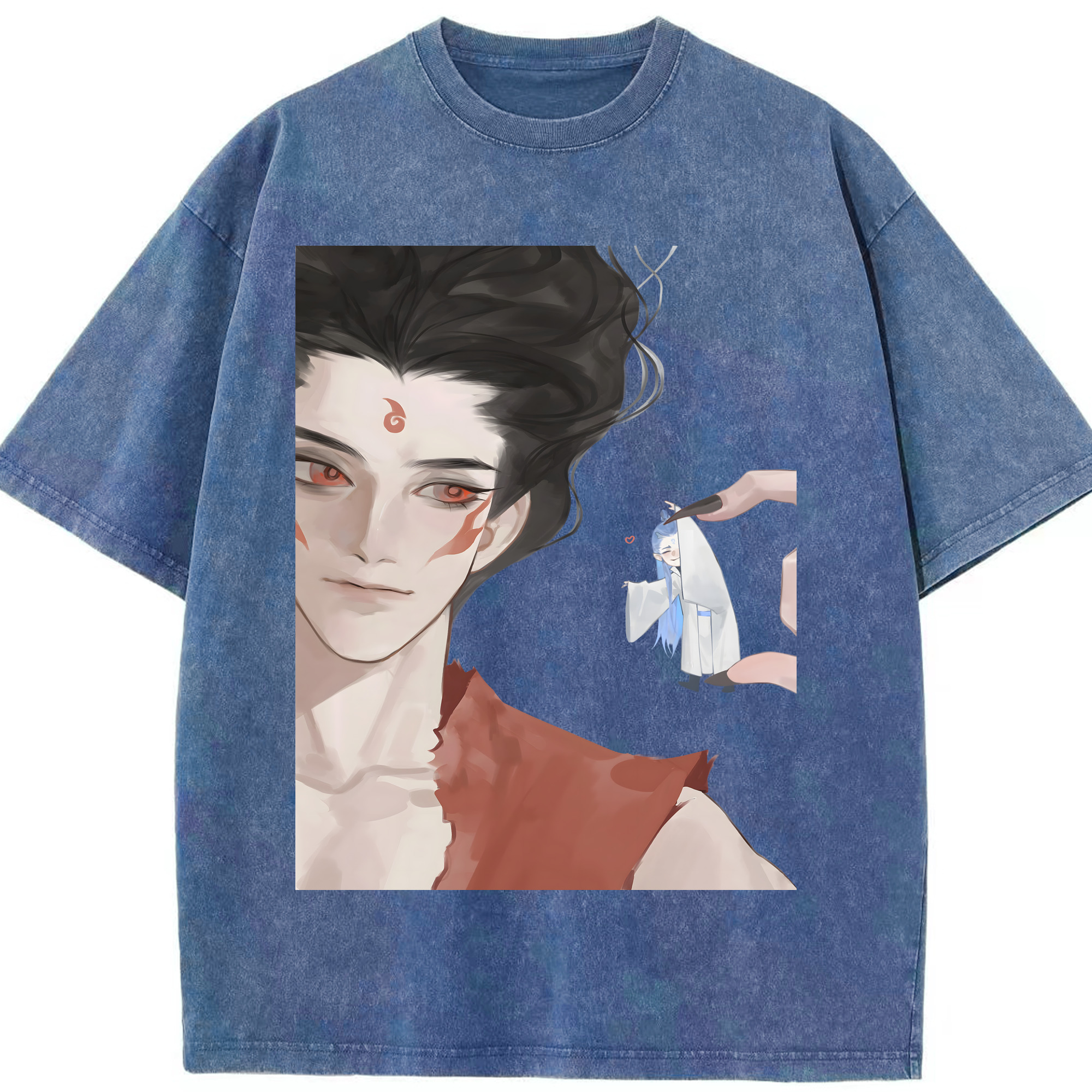 （画像用） Ne Zha 2 ナタ 魔童の大暴れ 綿100% ヴィンテージ風 半袖Tシャツ（フロントプリント）