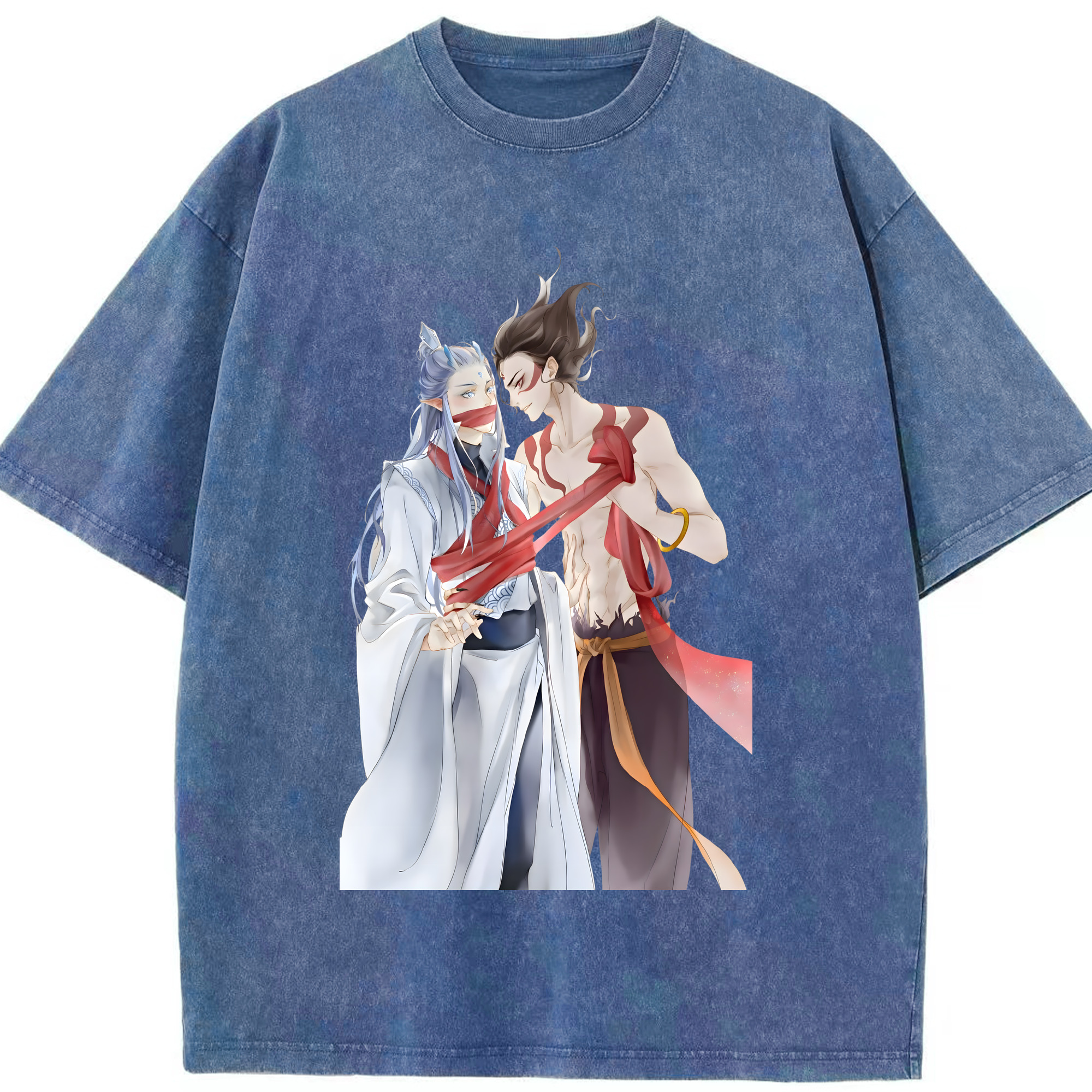 （画像用） Ne Zha 2 ナタ 魔童の大暴れ 綿100% ヴィンテージ風 半袖Tシャツ（フロントプリント）