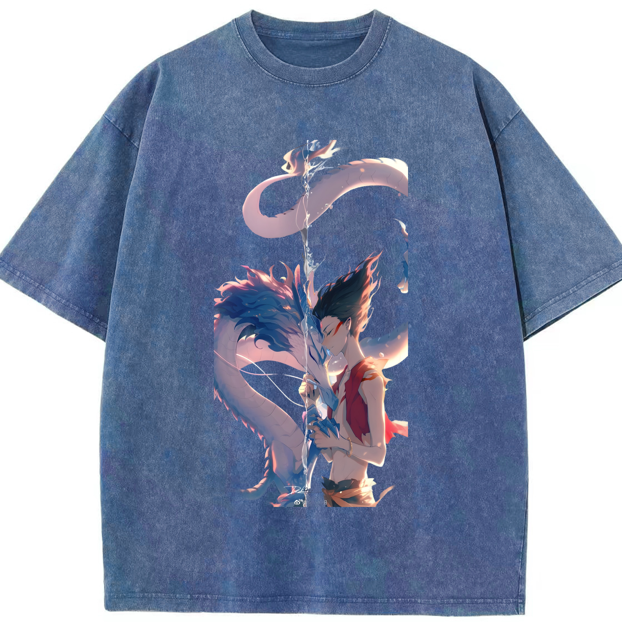 （画像用） Ne Zha 2 ナタ 魔童の大暴れ 綿100% ヴィンテージ風 半袖Tシャツ（フロントプリント）