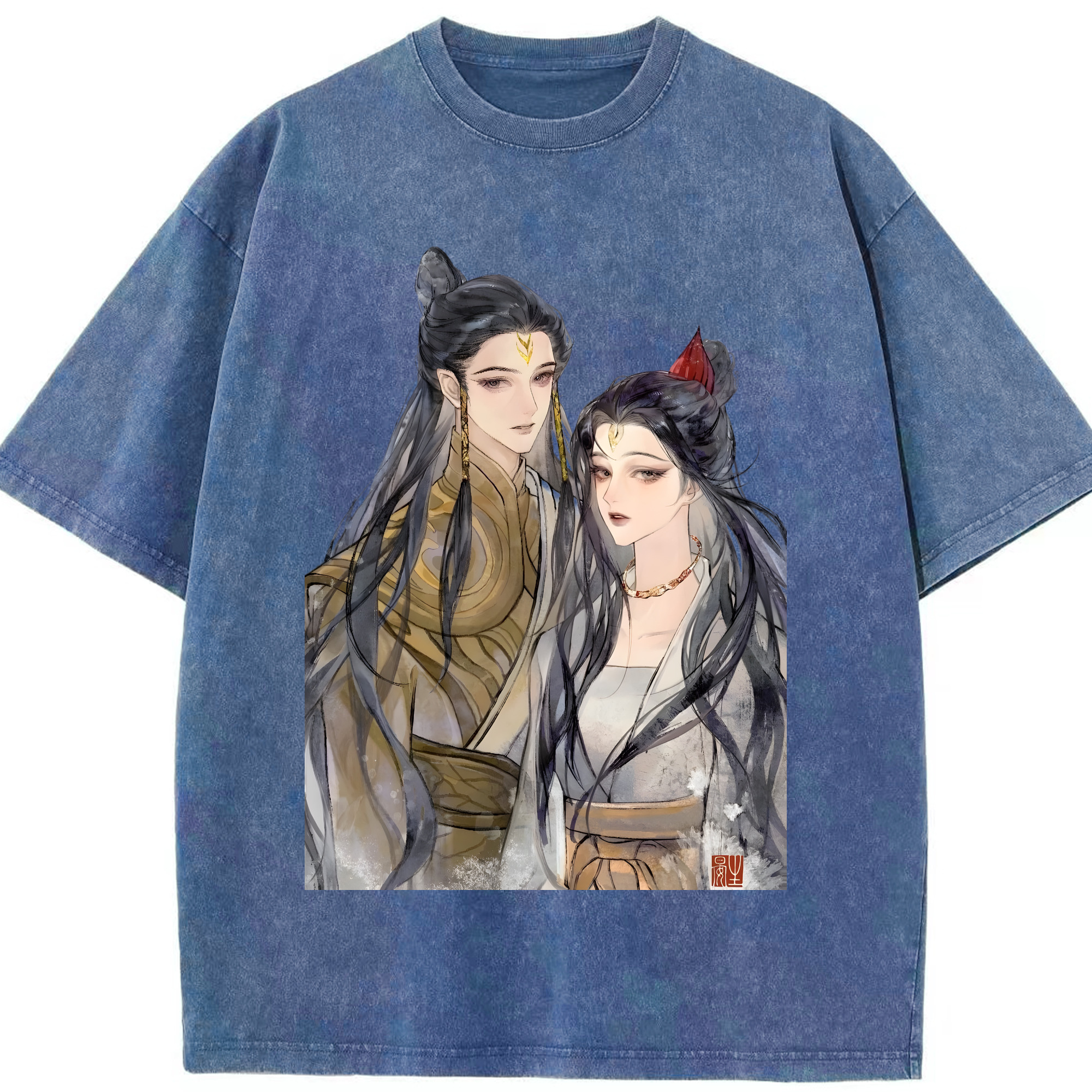 （画像用） Ne Zha 2 ナタ 魔童の大暴れ 綿100% ヴィンテージ風 半袖Tシャツ（フロントプリント）