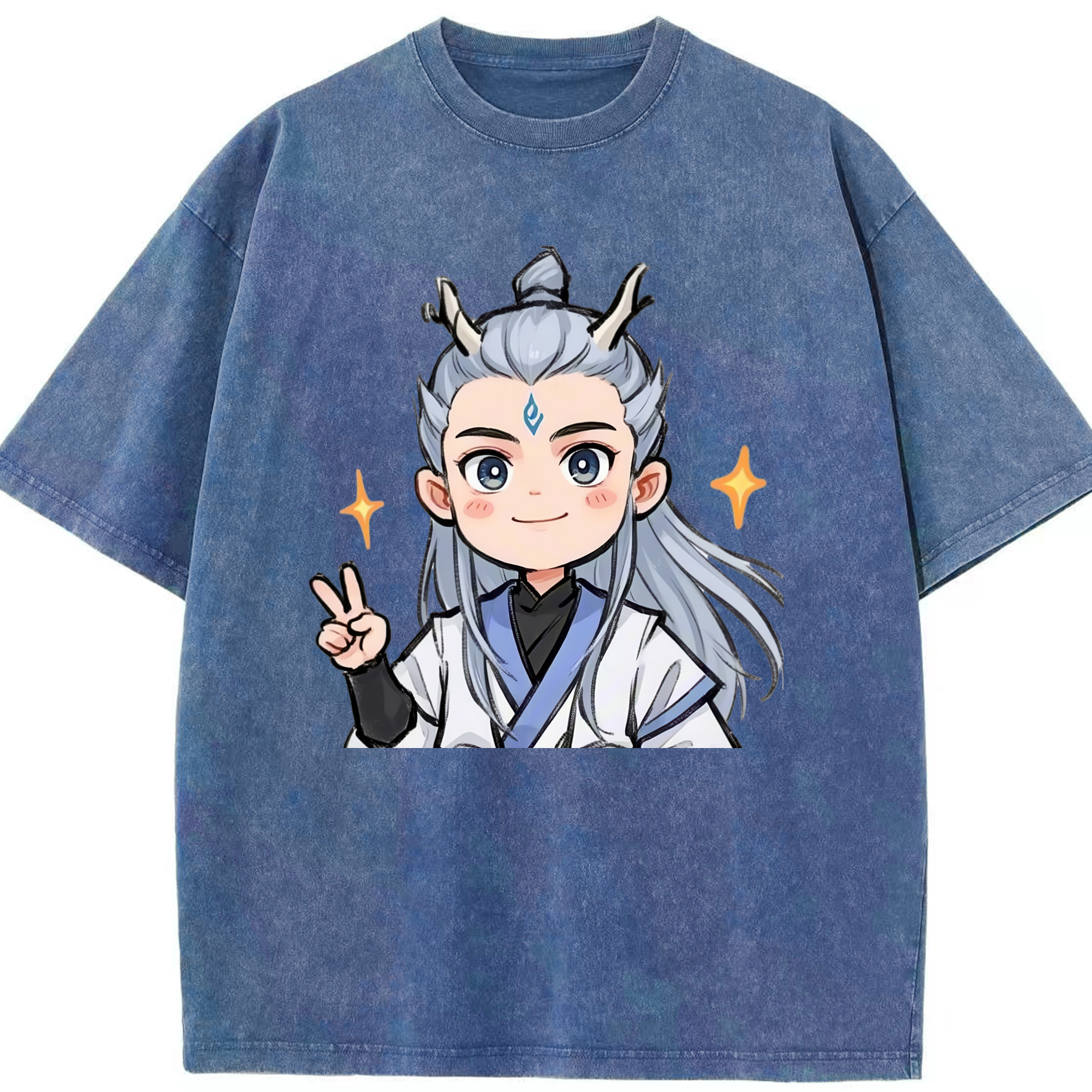 （画像用） Ne Zha 2 ナタ 魔童の大暴れ 綿100% ヴィンテージ風 半袖Tシャツ（フロントプリント）